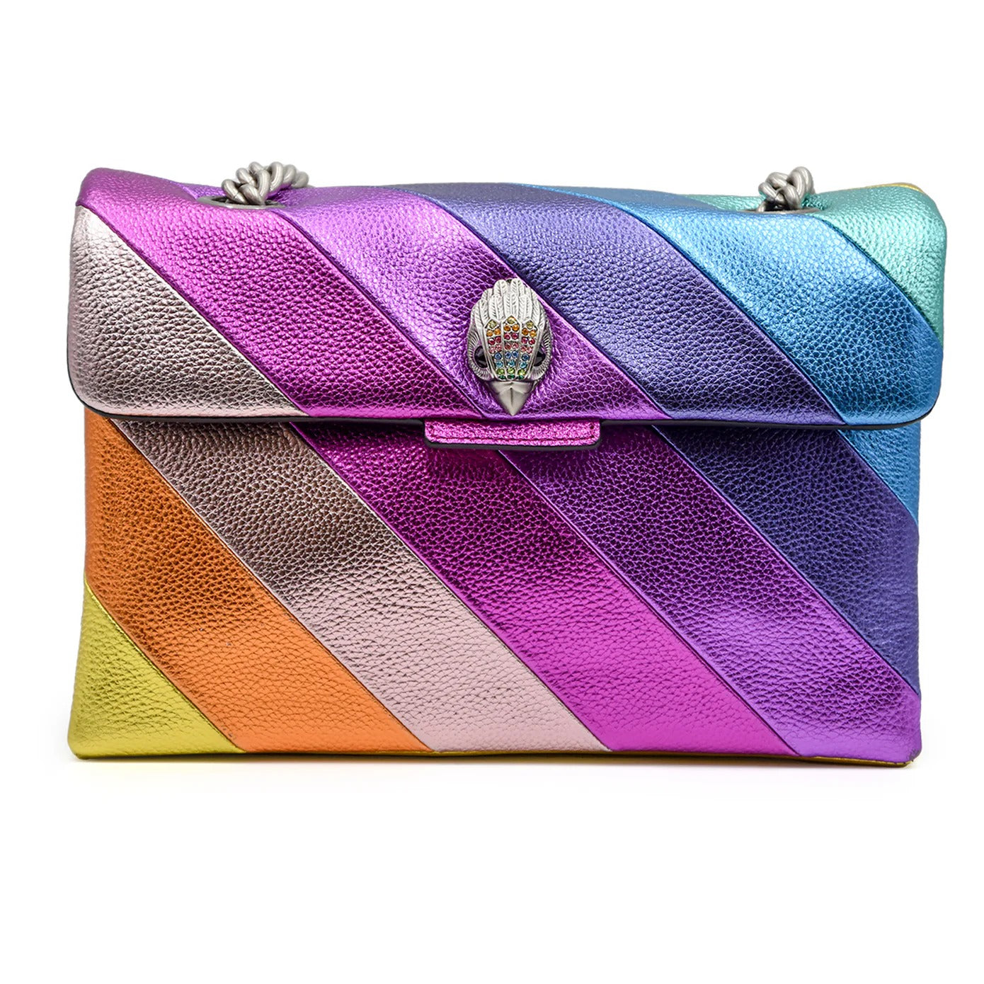KURT GEIGER Borsa Kensington in pelle multicolor con catena argentata 