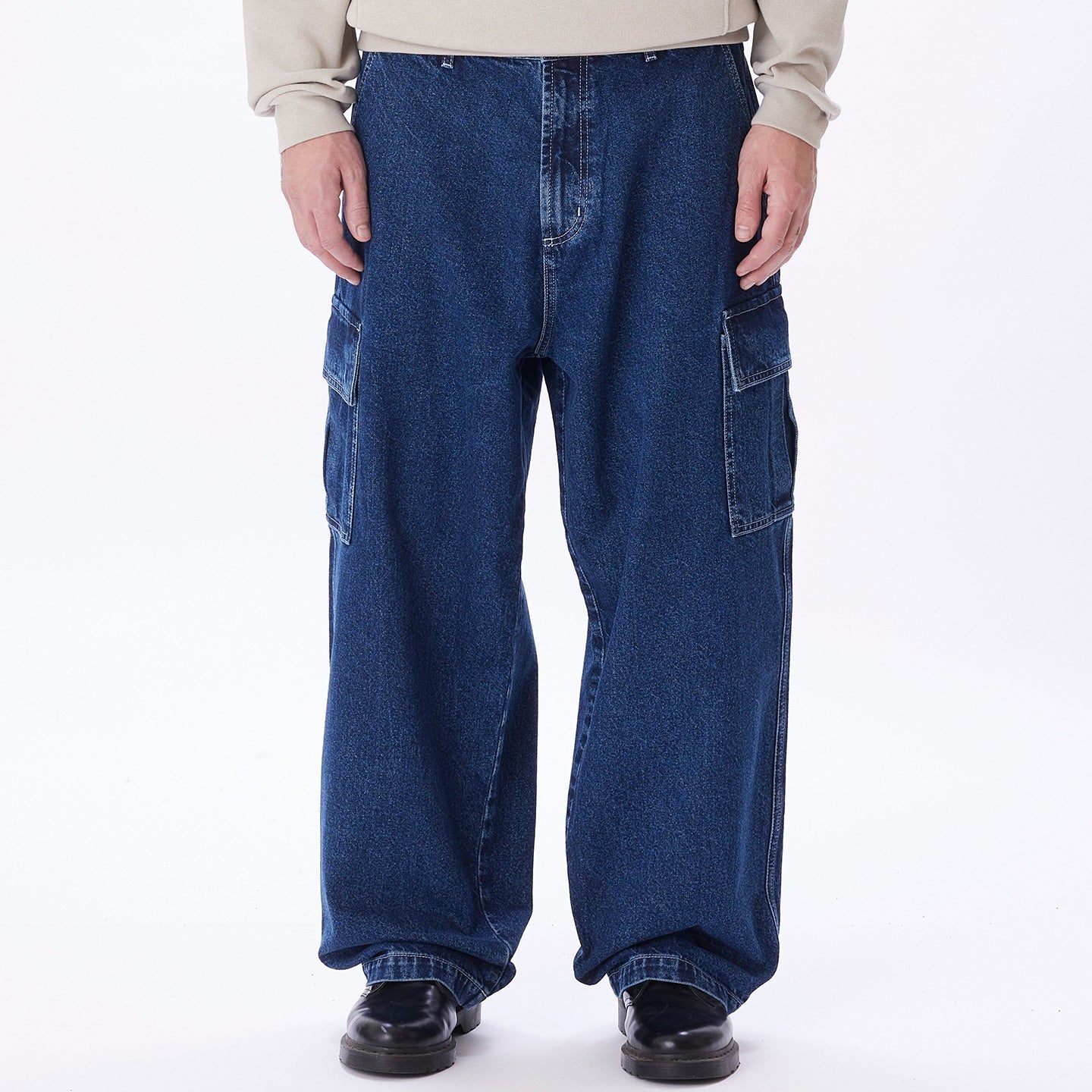 PANTALONI CARGO IN DENIM OBEY BIGWIG Stone Wash 