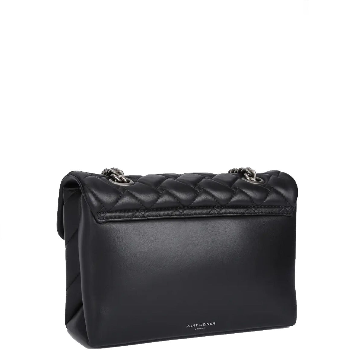 KURT GEIGER Borsa Kensington in pelle nera con catena argentata 
