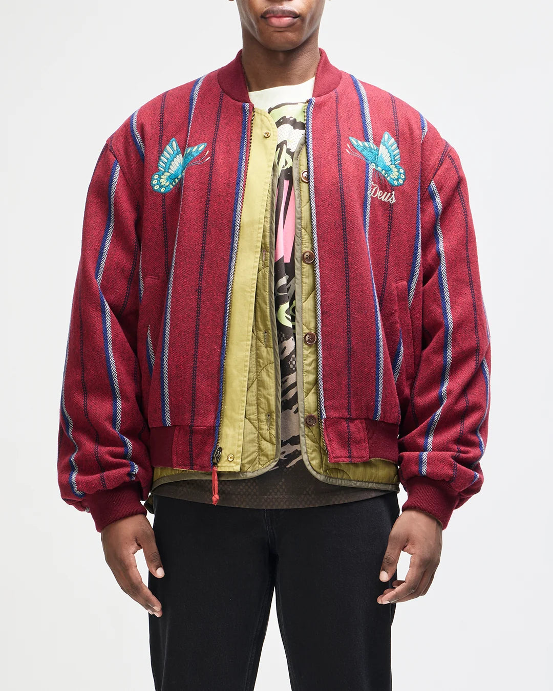 DEUS EX MACHINA Pendula Reversible Jacket Willow Green-Blanket Red