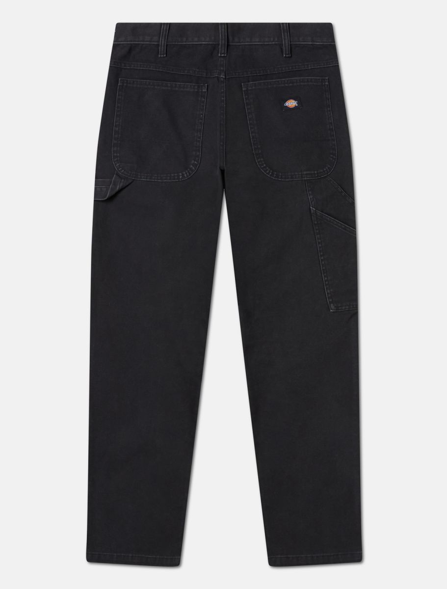 DICKIES Pantaloni da Carpentiere in Tela di Cotone Nero slavato