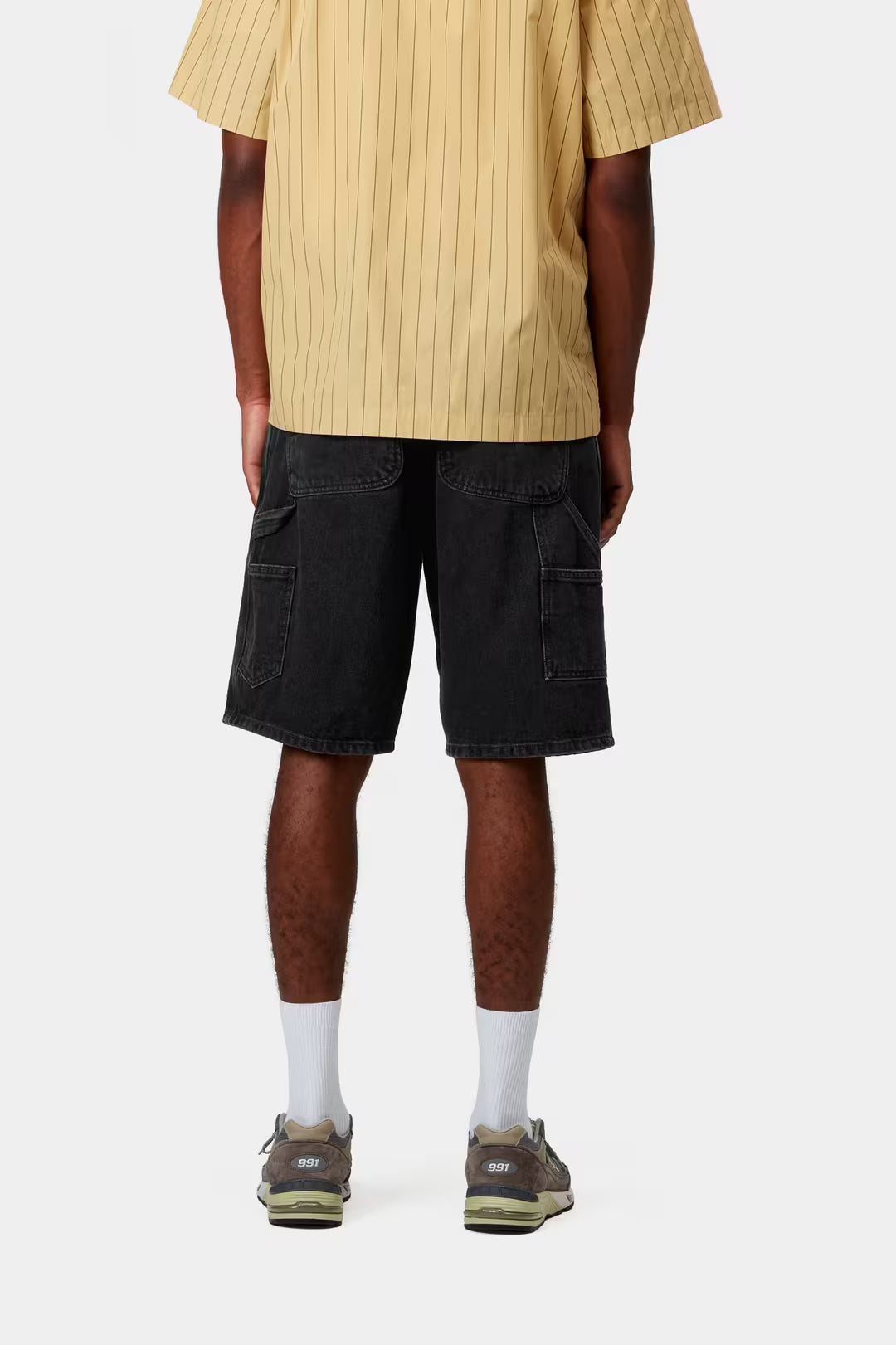 CARHARTT WIP Single Knee Short Black, Stone washed
