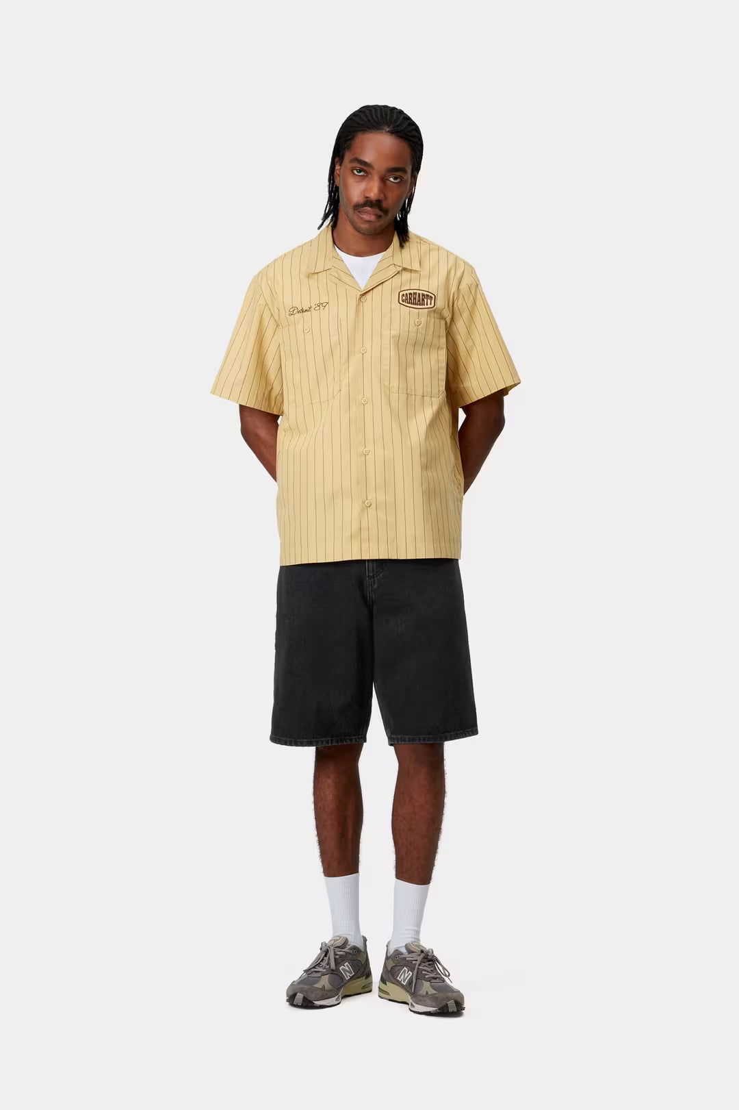 CARHARTT WIP Single Knee Short Black, Stone washed