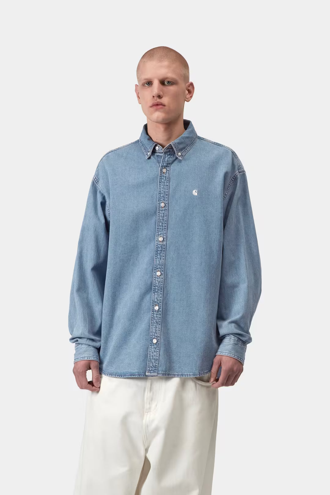 CARHARTT WIP L/S Lucas Shirt Blue, Bleached