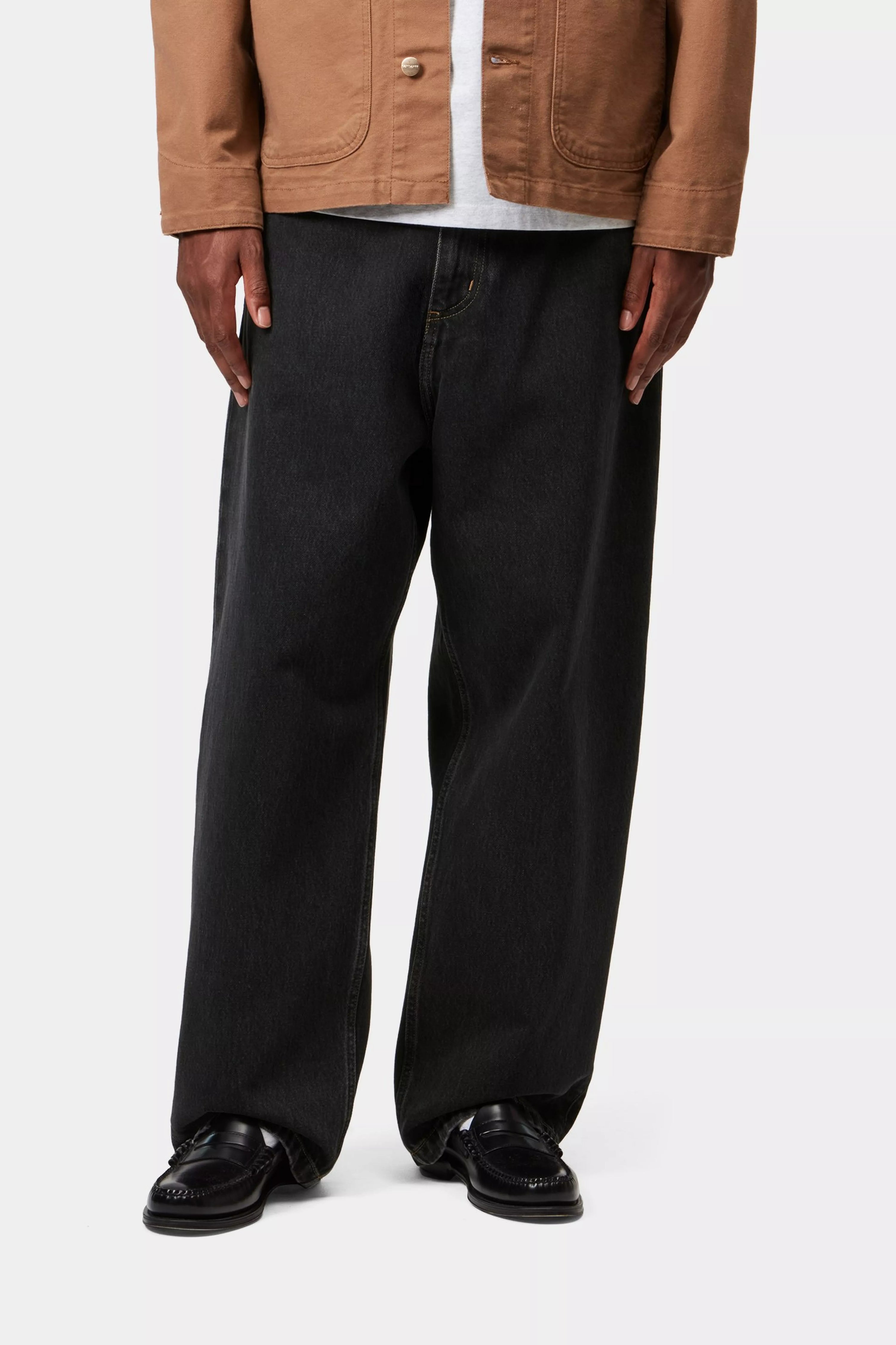 CARHARTT WIP Brandon Pant Black, Stone washed