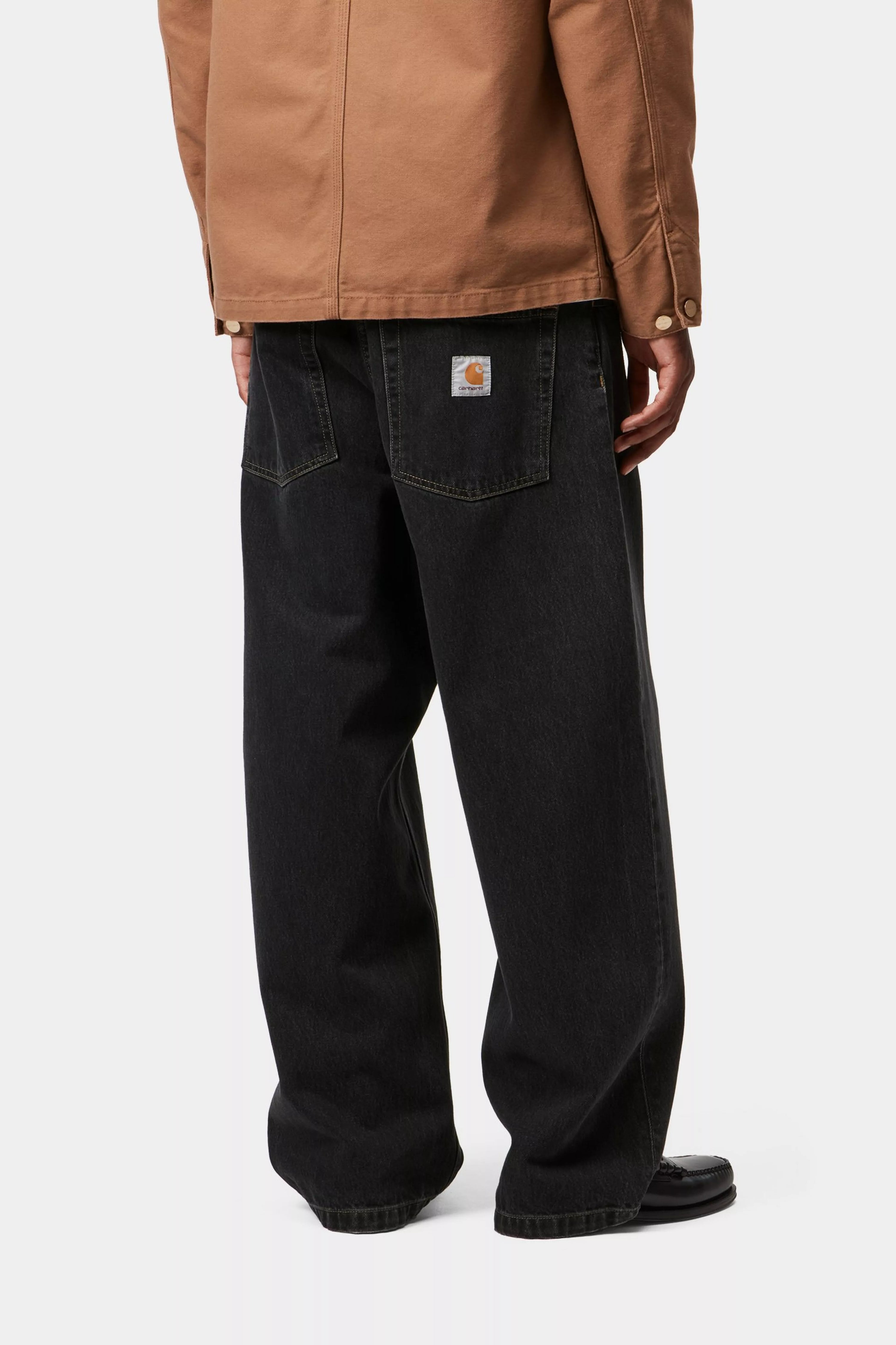 CARHARTT WIP Brandon Pant Black, Stone washed