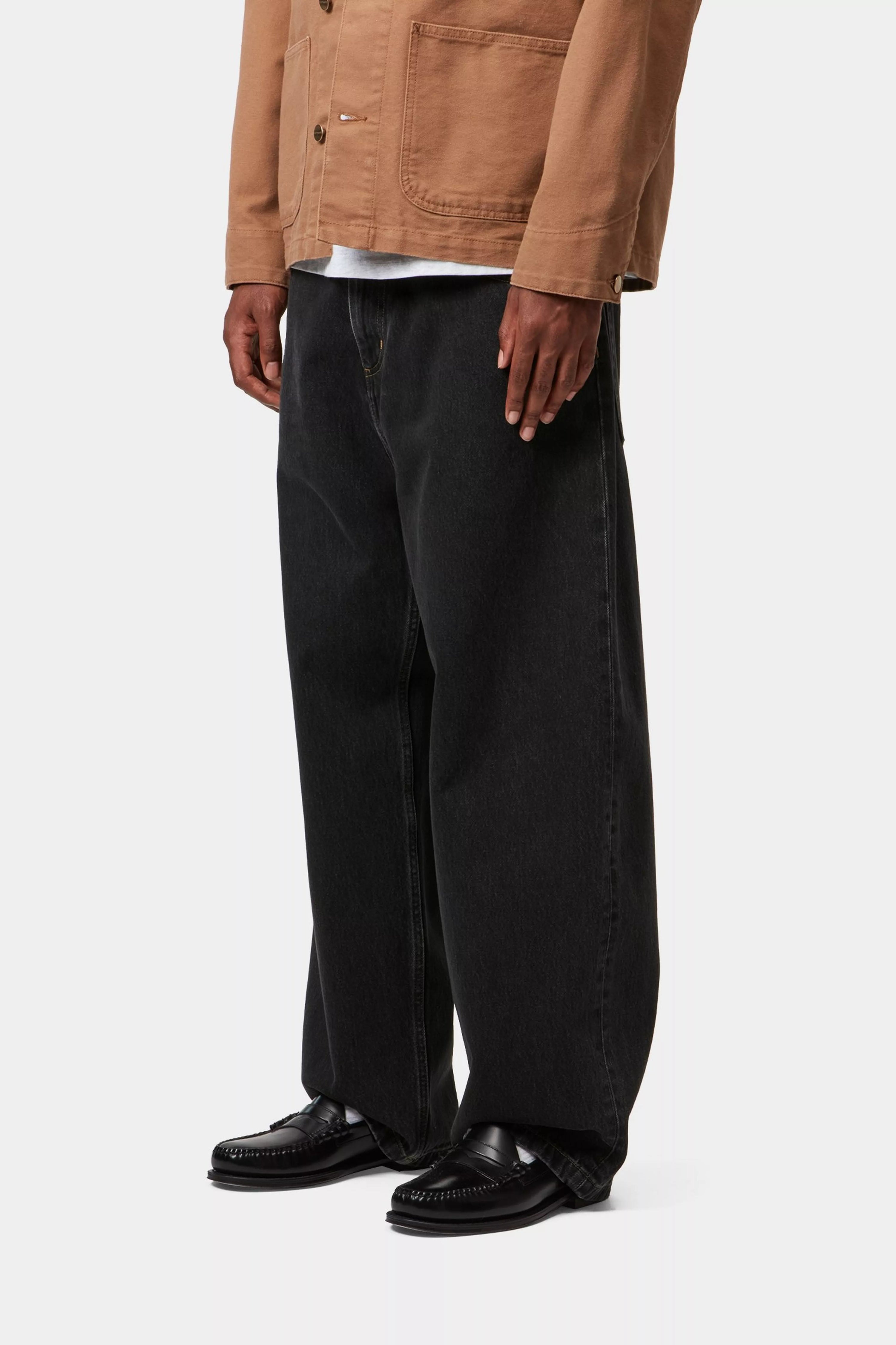 CARHARTT WIP Brandon Pant Black, Stone washed