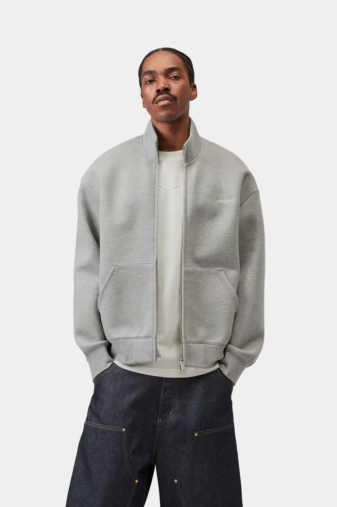 CARHARTT WIP Alda Zip Sweat Jacket Grey Heather / White