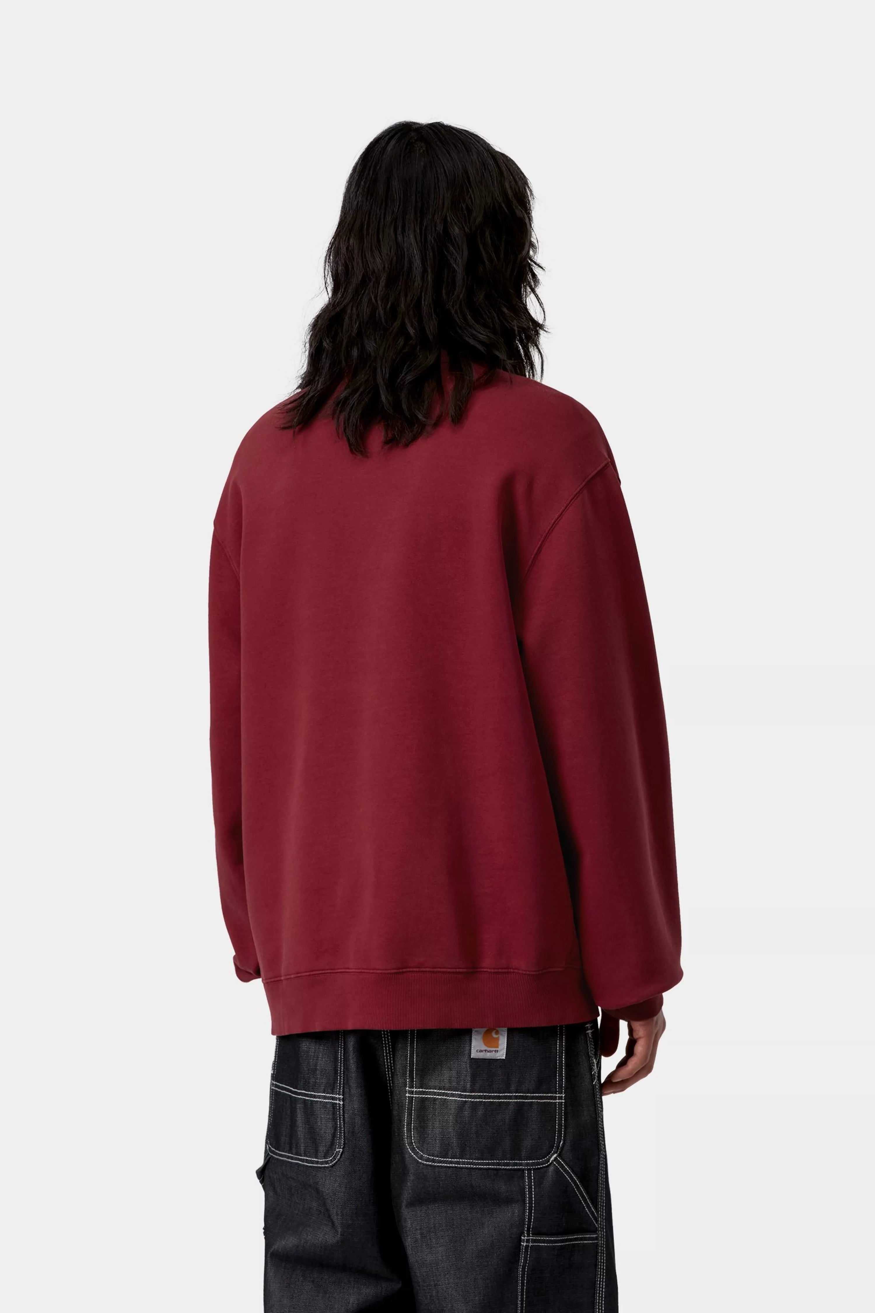 CARHARTT WIP Faded Pond Corps Sweatshirt Marsala, Heavy stone wash