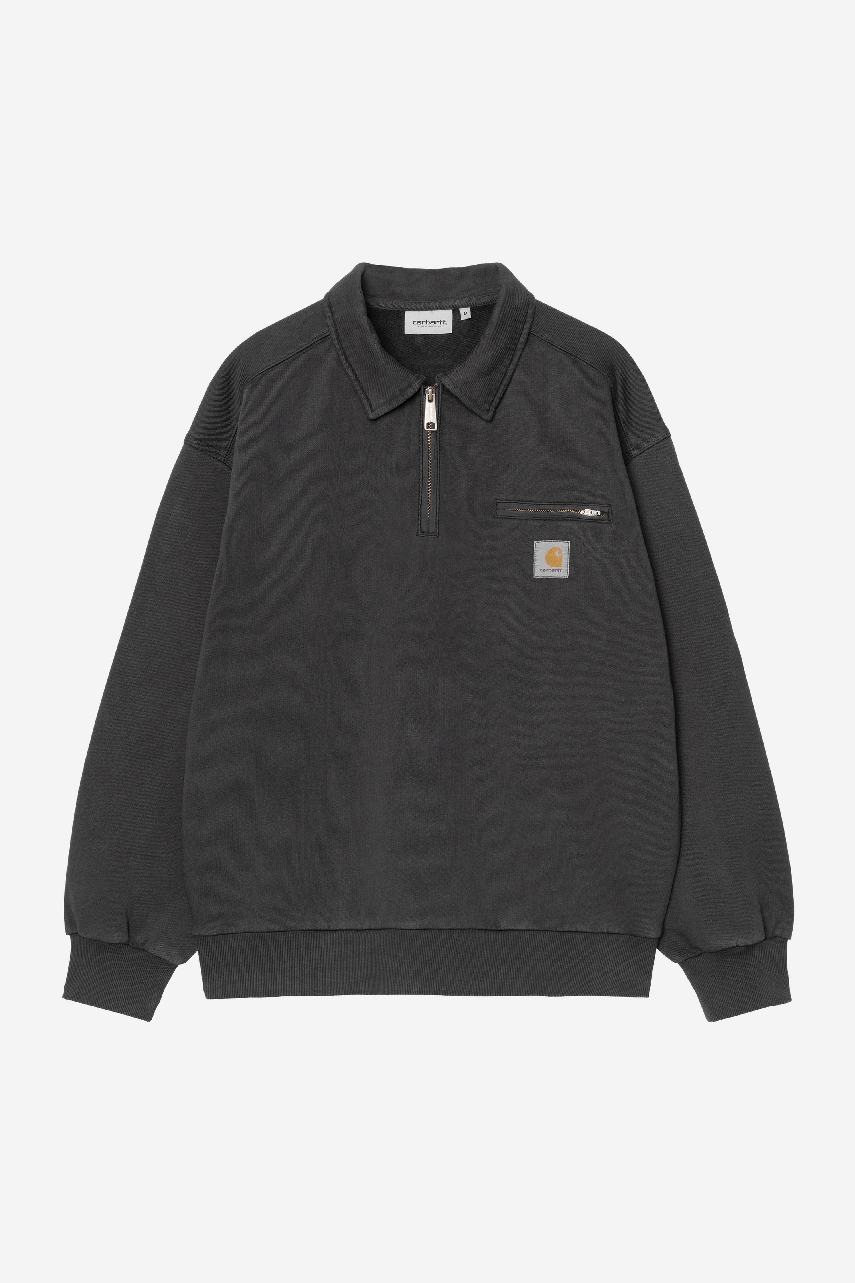 CARHARTT WIP Half Zip Detroit Sweatshirt Black Stone washed