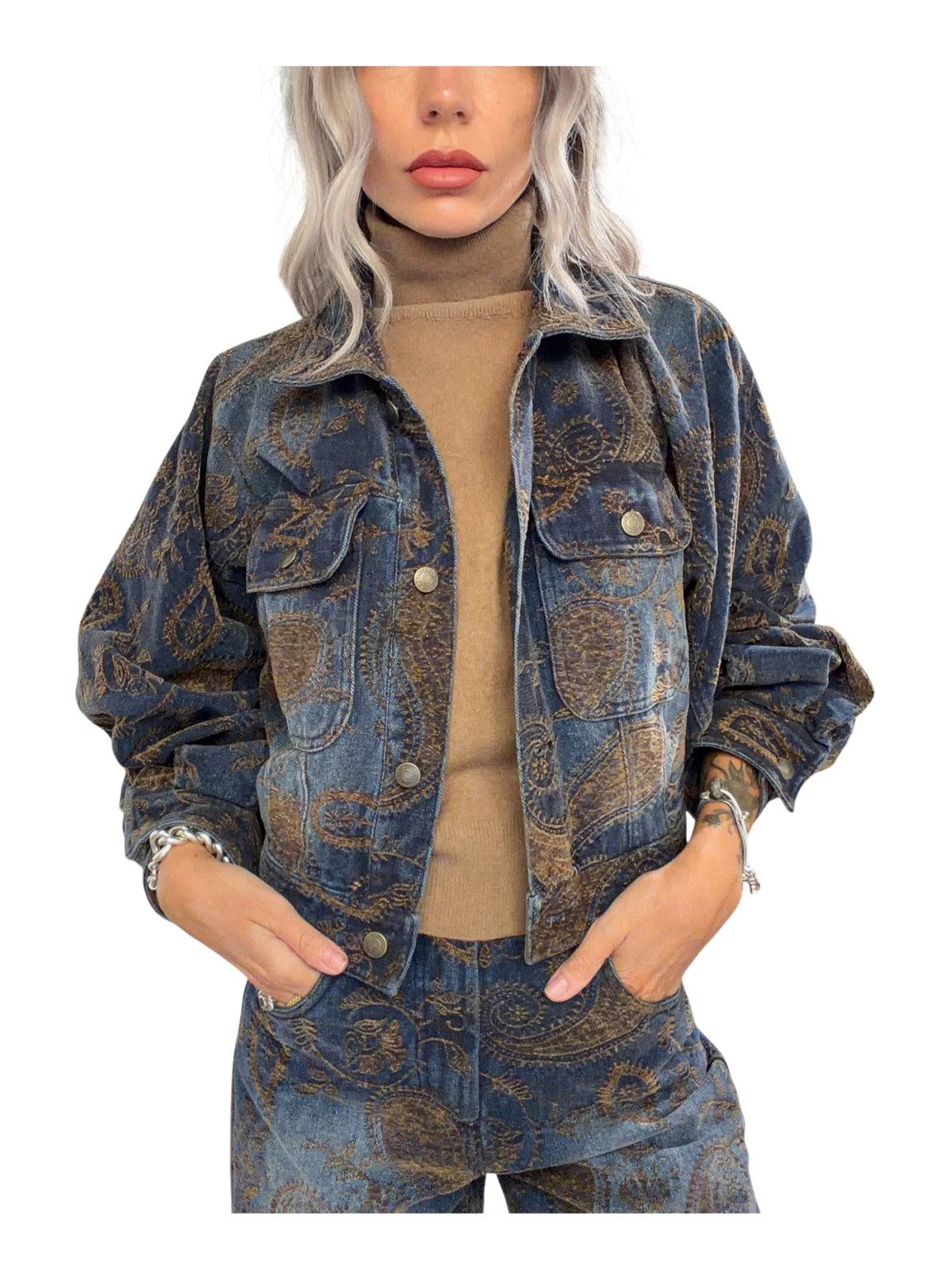 TENSIONE IN Giacca Jeans Damascato