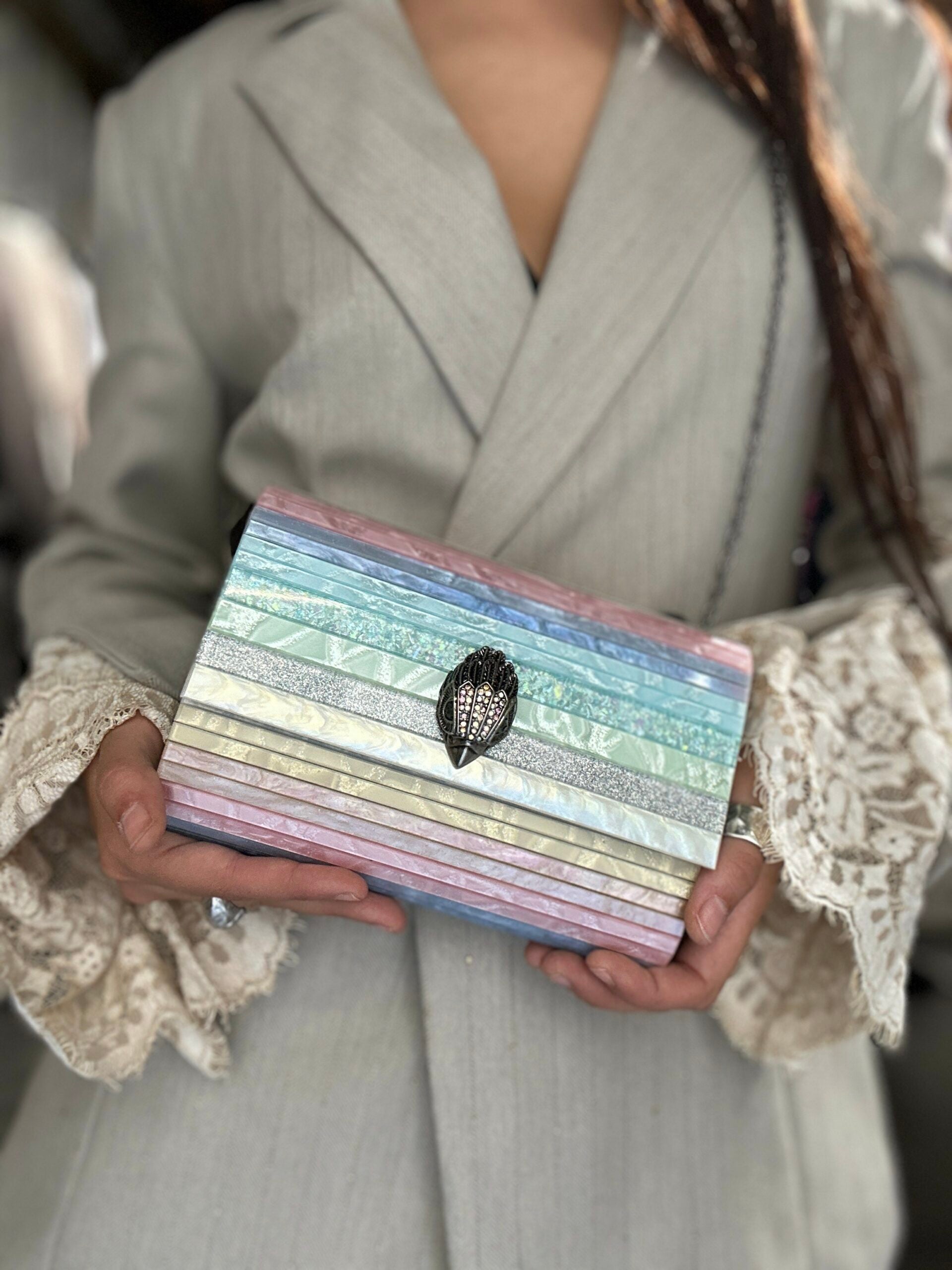 KURT GEIGER Party Eagle Clutch Blue Pale