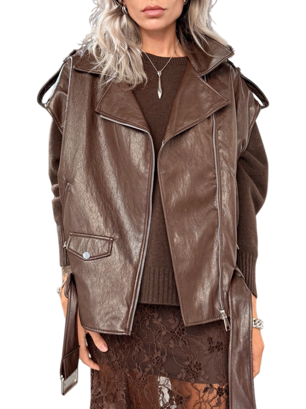 HAVE ONE Gilet Ecopelle Moro