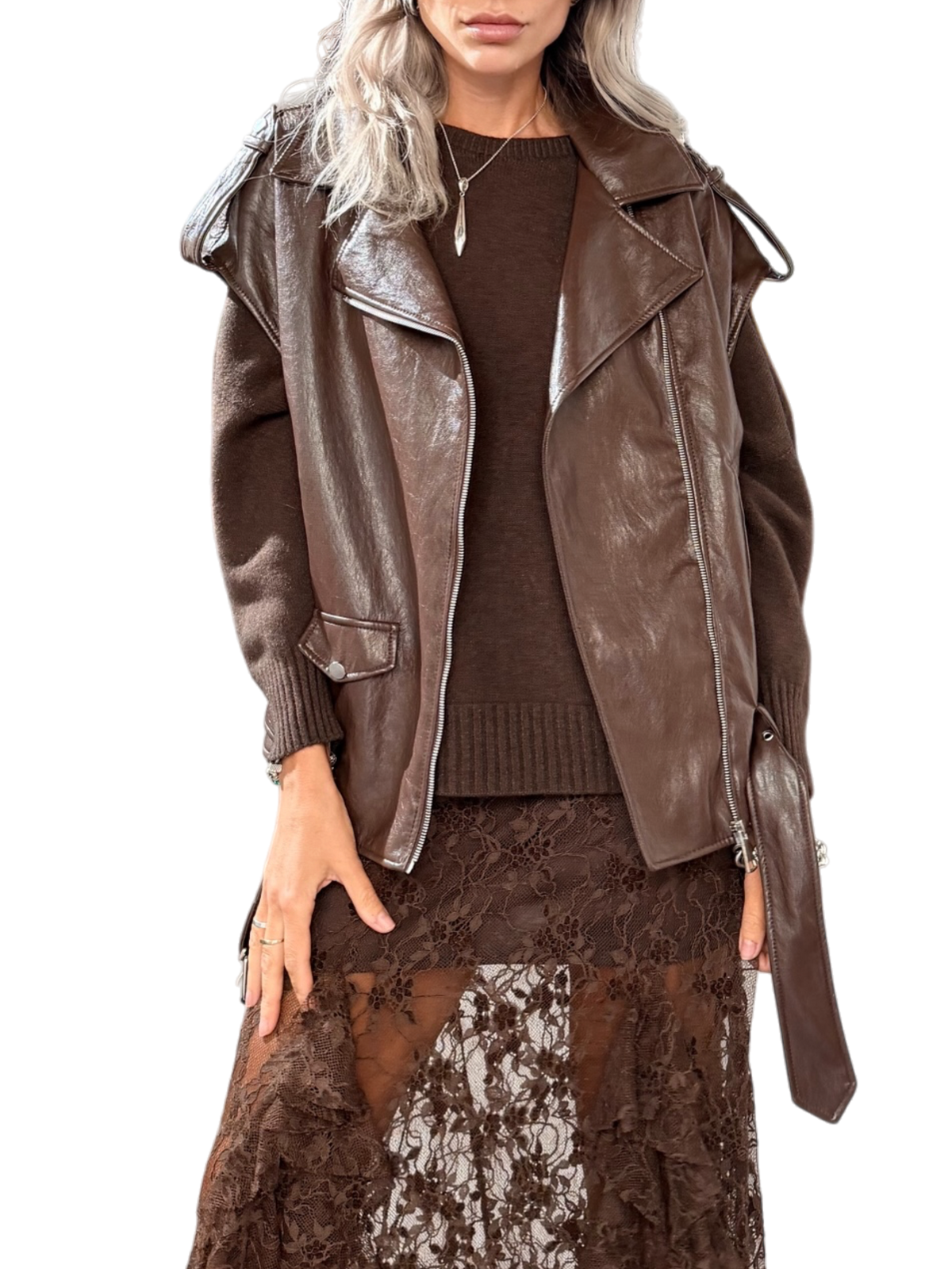 HAVE ONE Gilet Ecopelle Moro