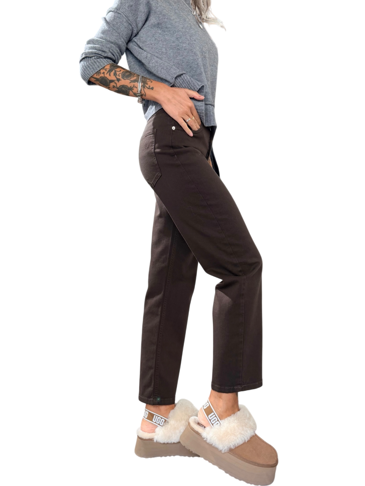 HAVE ONE Pantalone sigaretta marrone