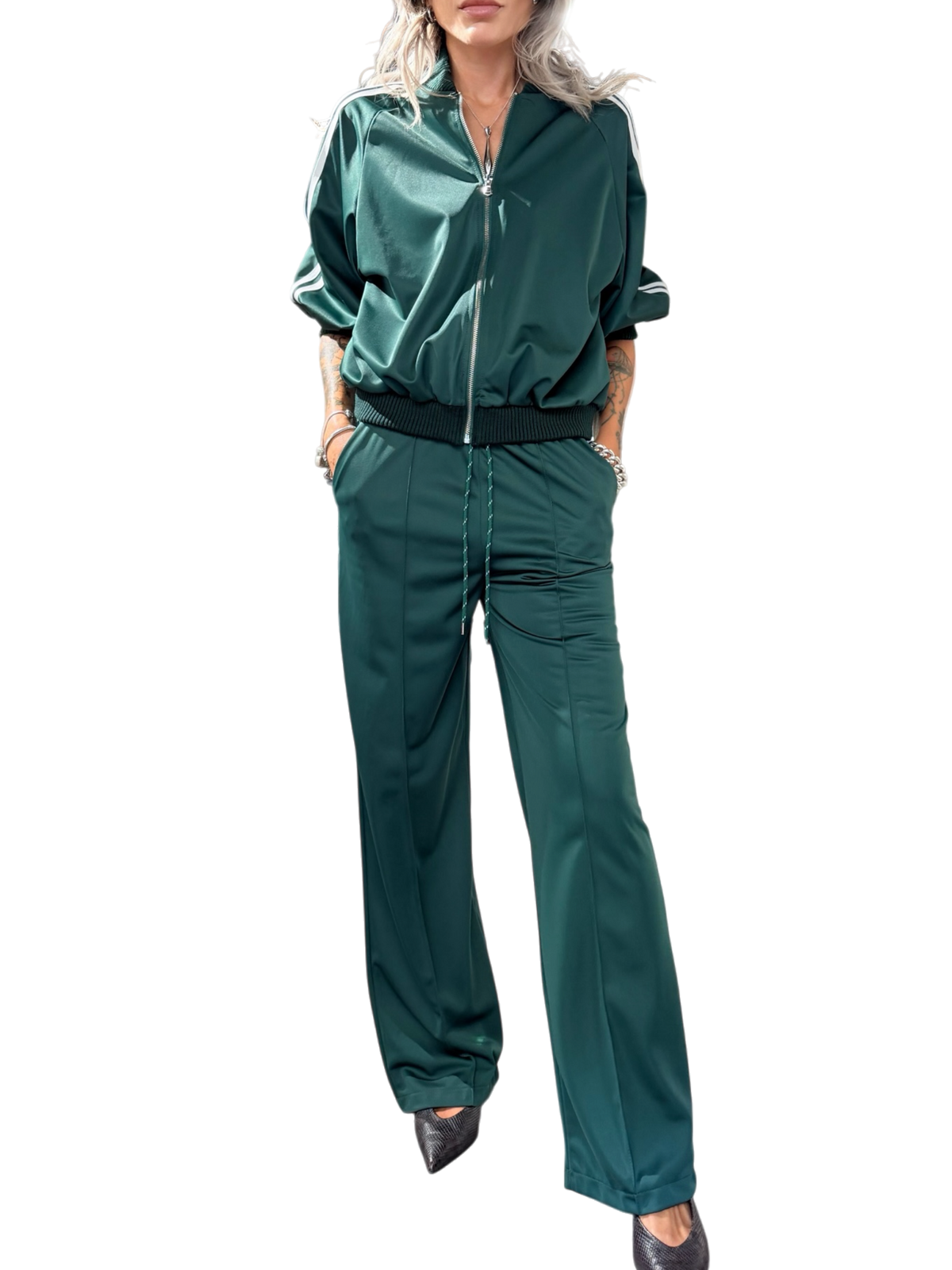 HAVE ONE Pantalone acetato verde