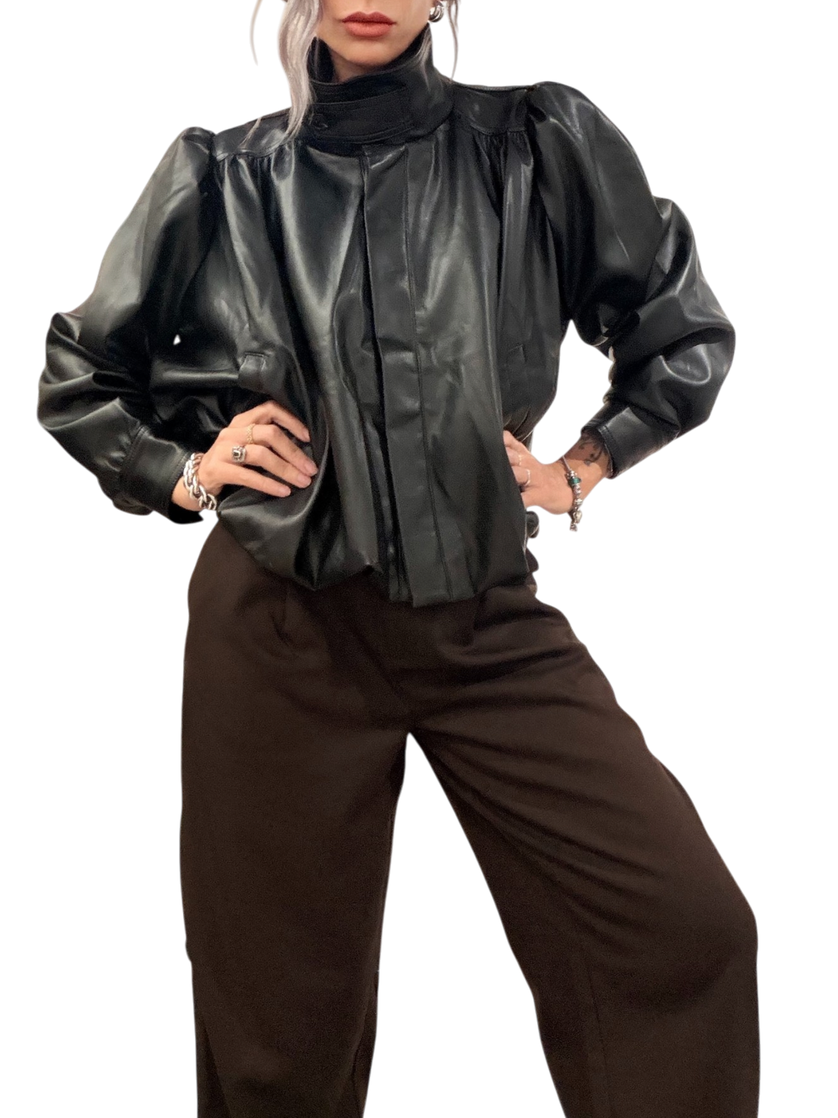 GLAMOROUS  Glossy Balloon Jacket Nera