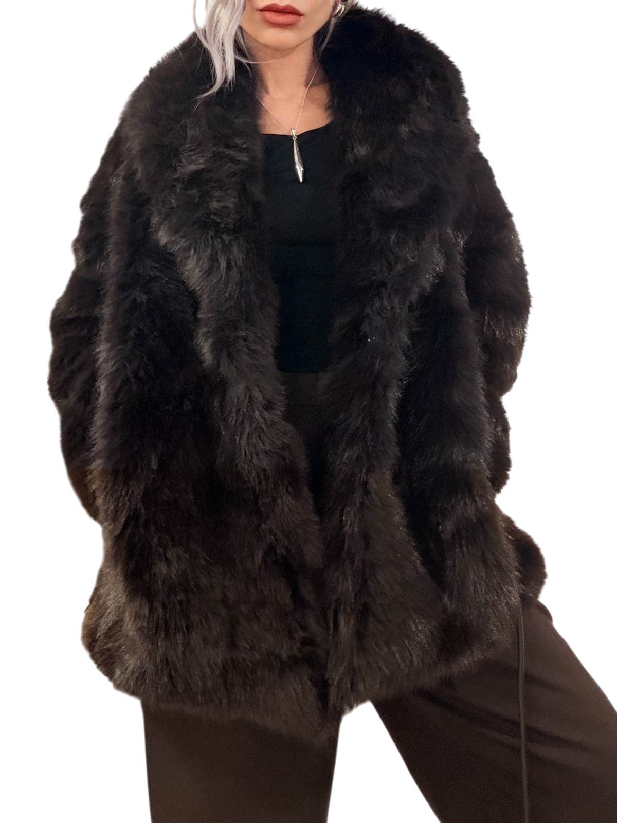 GLAMOROUS Luxe Faux Fur Coat Moro