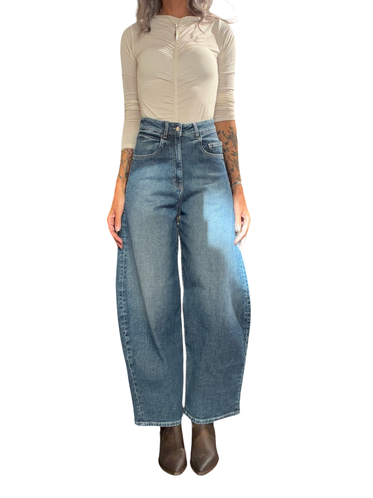 ICON DENIM Jeans Barrel GINNY DEEP BLUE