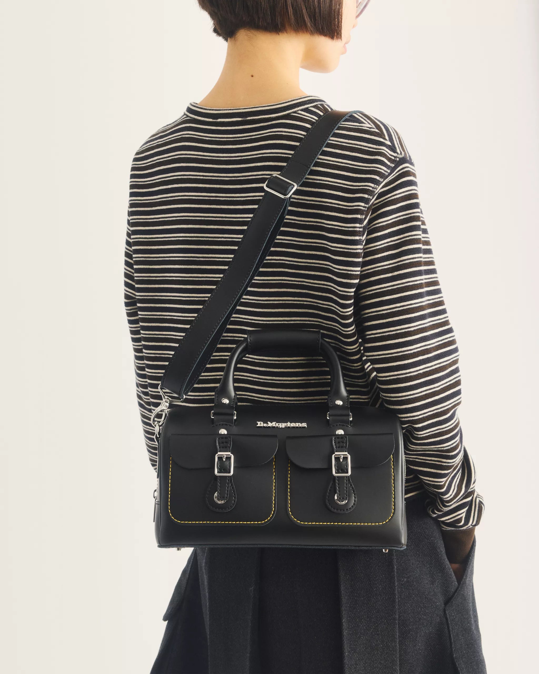 DR MARTENS Borsa con manici in pelle Kiev BLACK