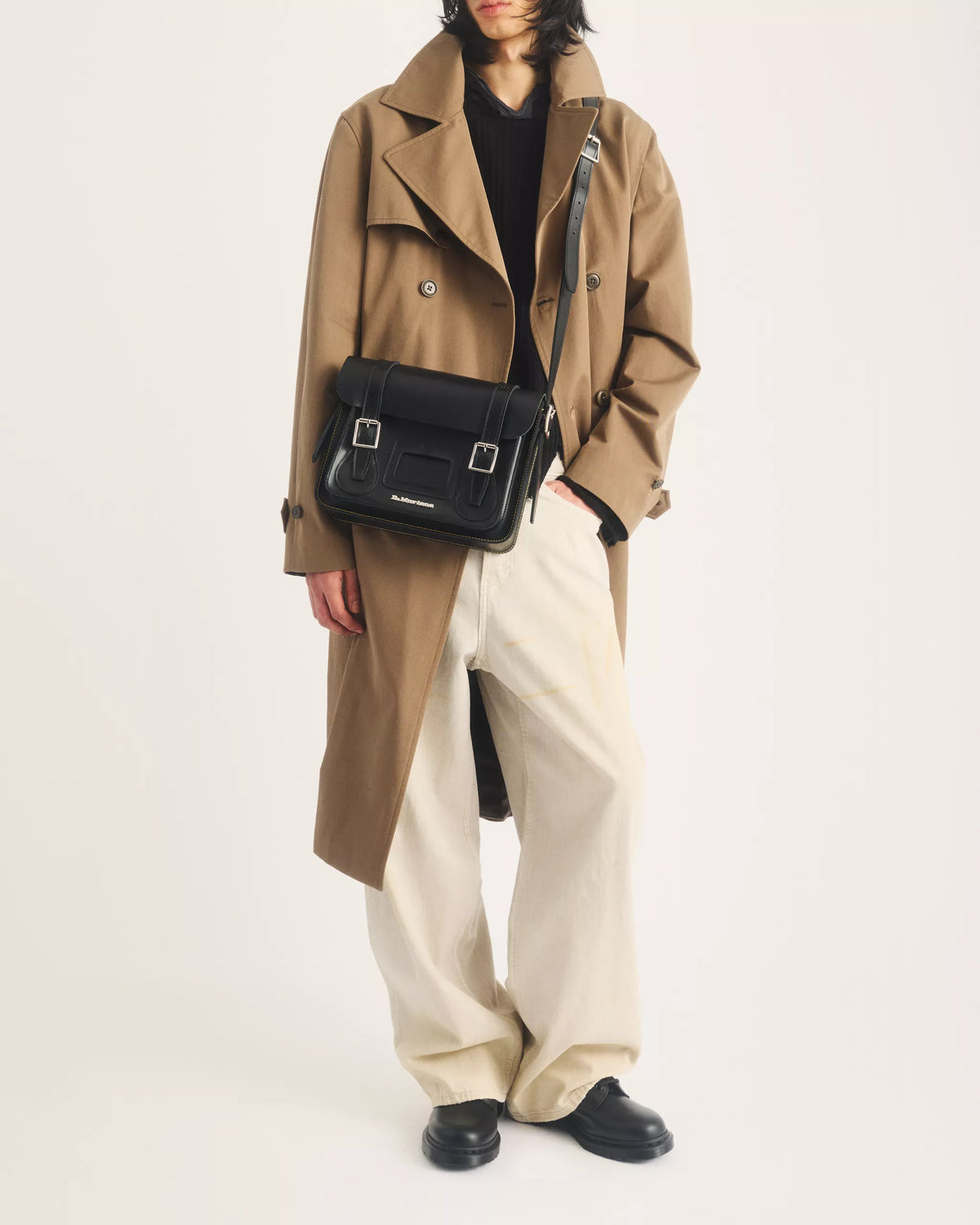 DR MARTENS Borsa a tracolla in pelle Kiev BLACK