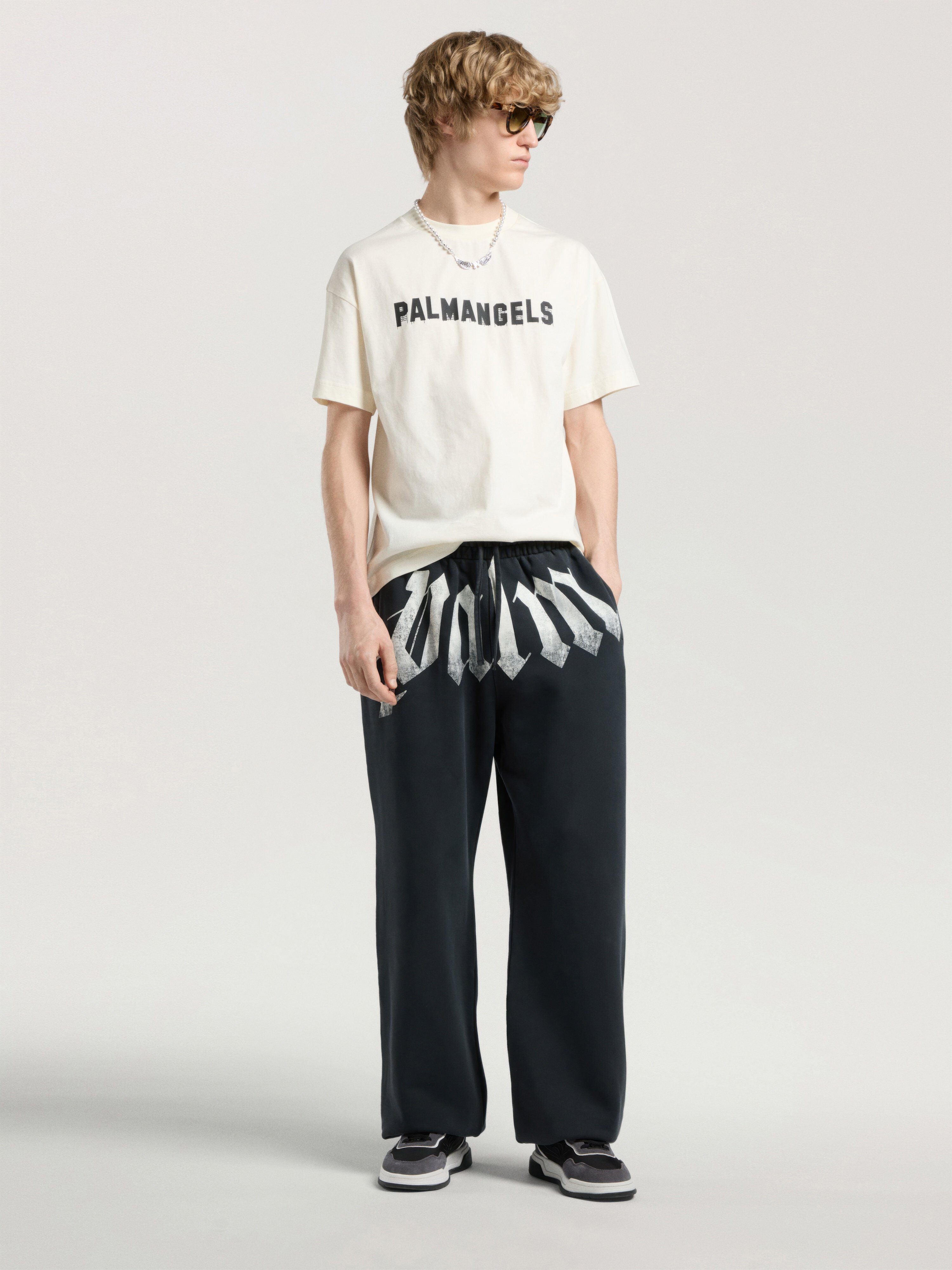 PALM ANGELS Palm Hills Regular T-Shirt OFF WHITE - BLACK