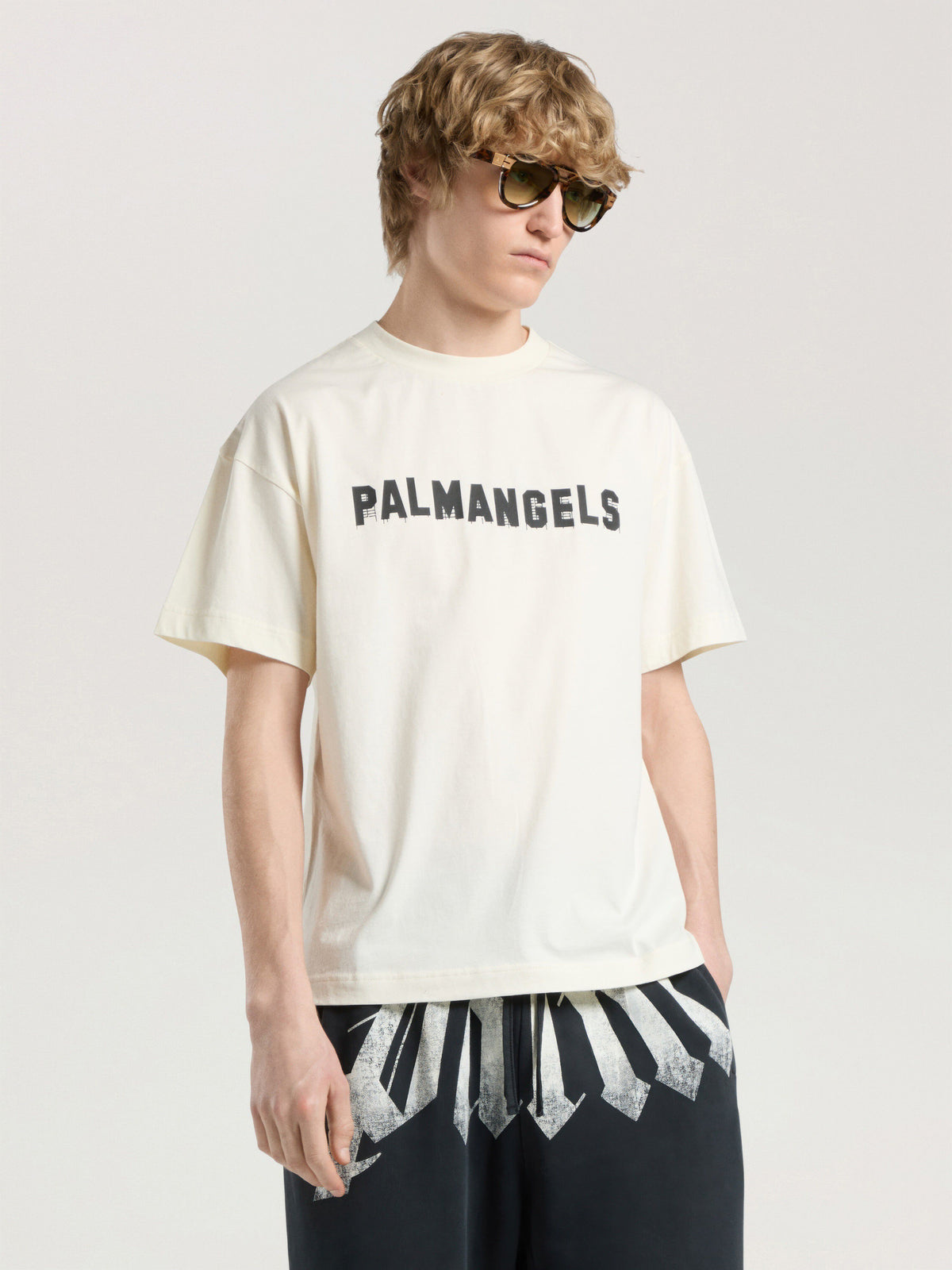 PALM ANGELS Palm Hills Regular T-Shirt OFF WHITE - BLACK