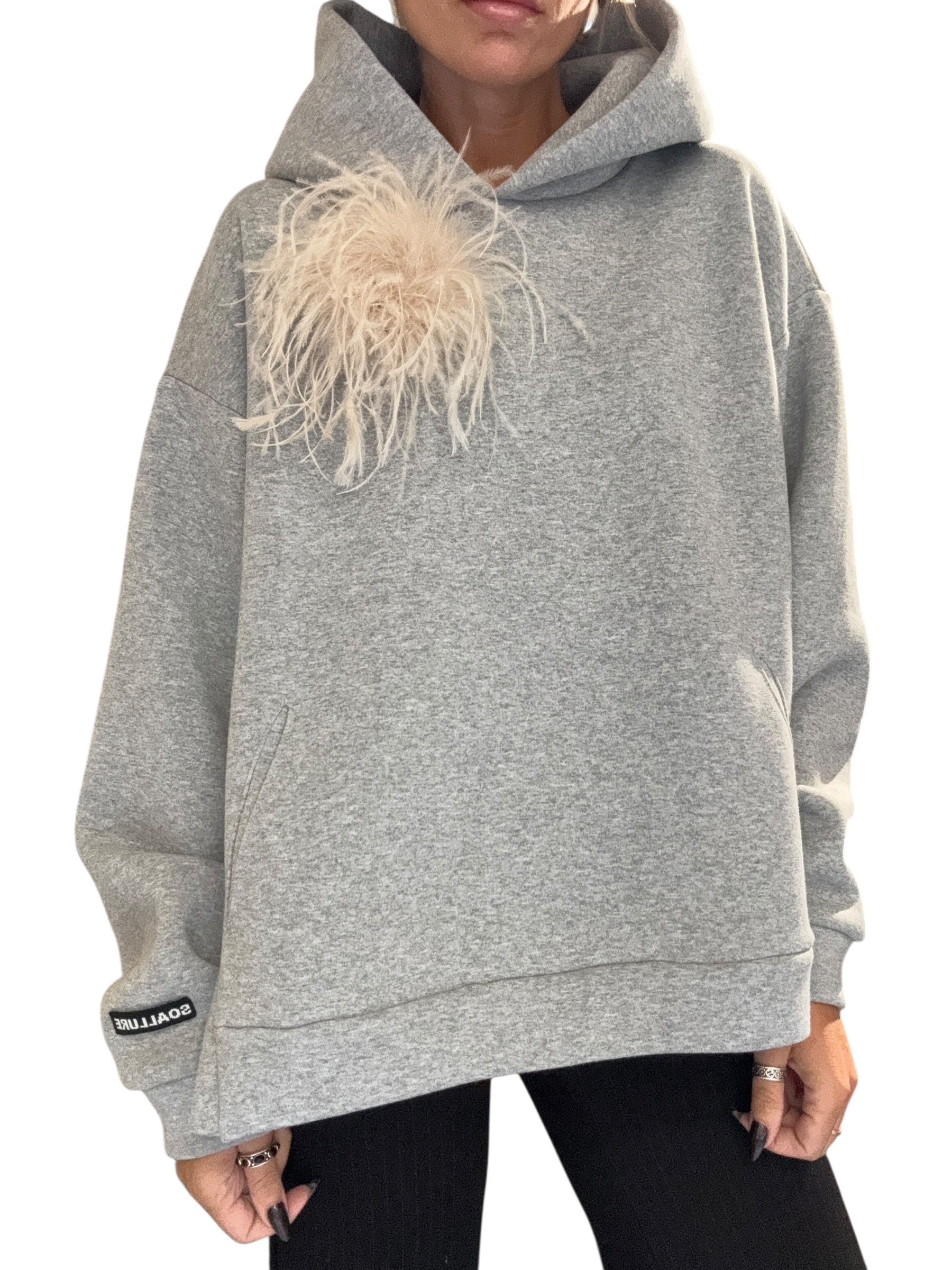 COSÌ ALLURE Maxi Felpa Cappuccio Grigio