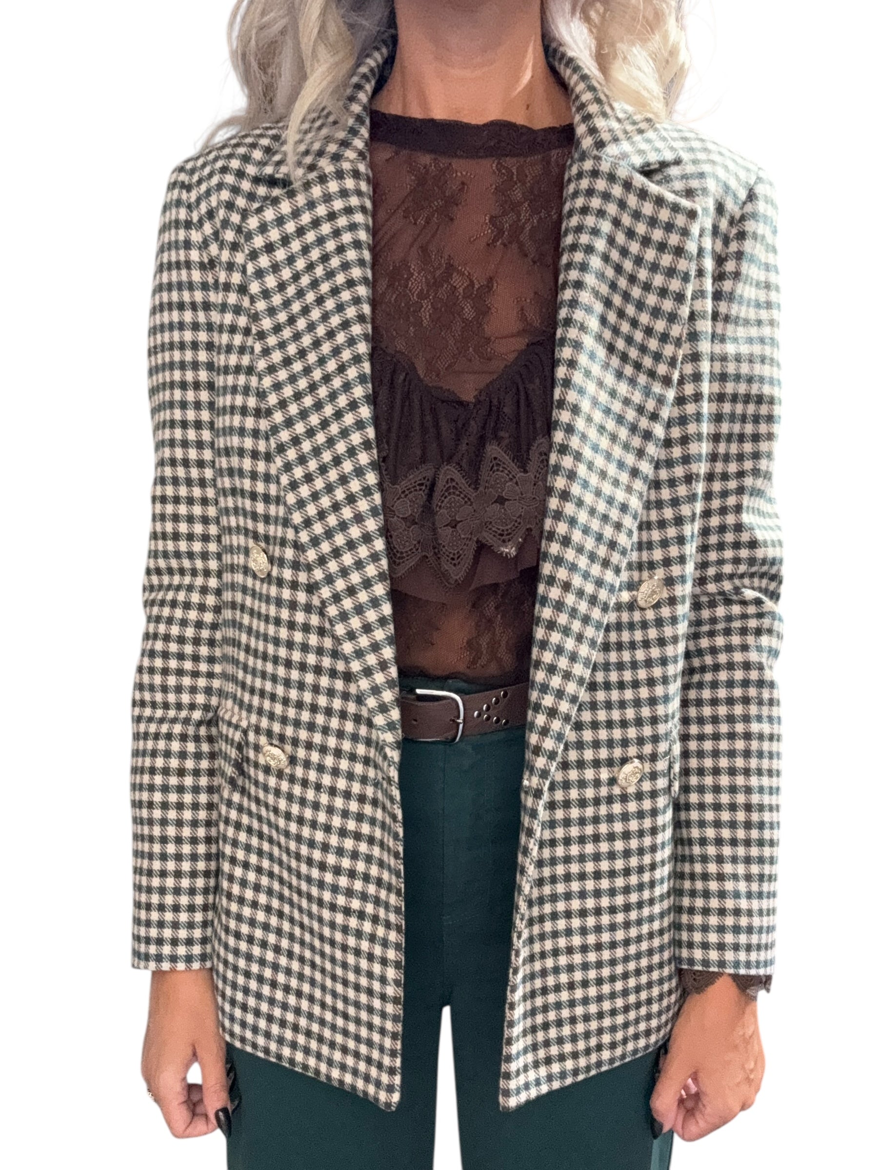 TENSIONE IN Giacca in lana a quadri verde