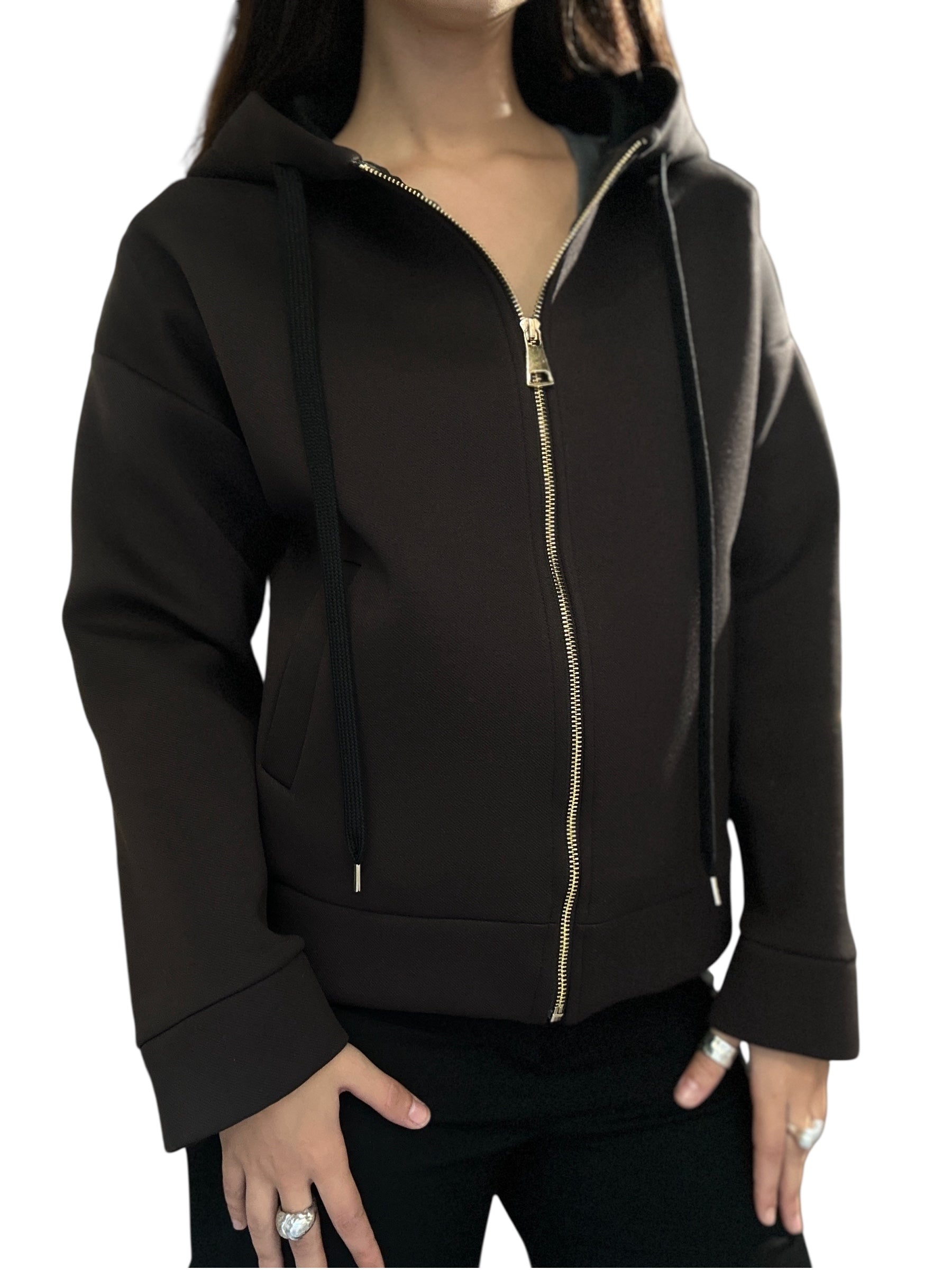 TENSIONE IN felpa scuba con zip moro