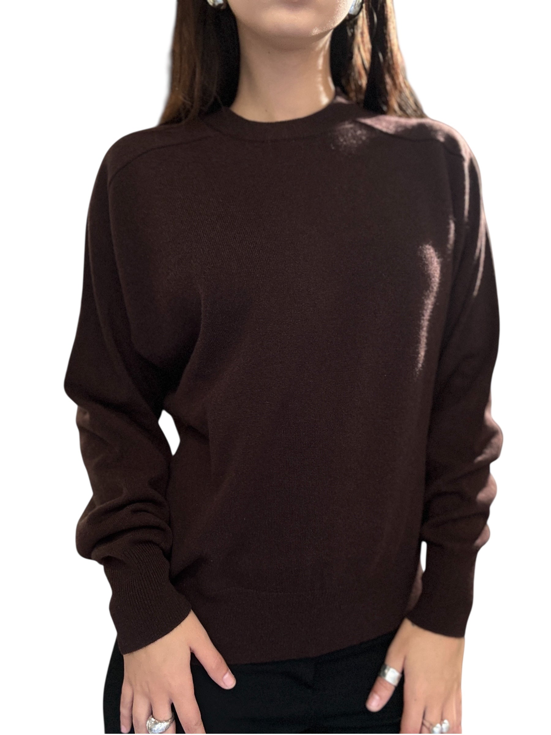 TENSIONE IN Maglia in lana girocollo moro