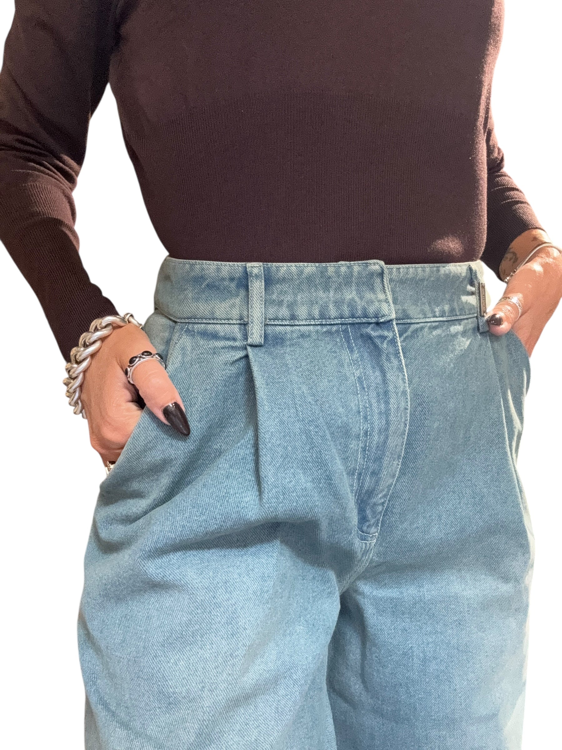 SO ALLURE jeans pinces palazzo salvia