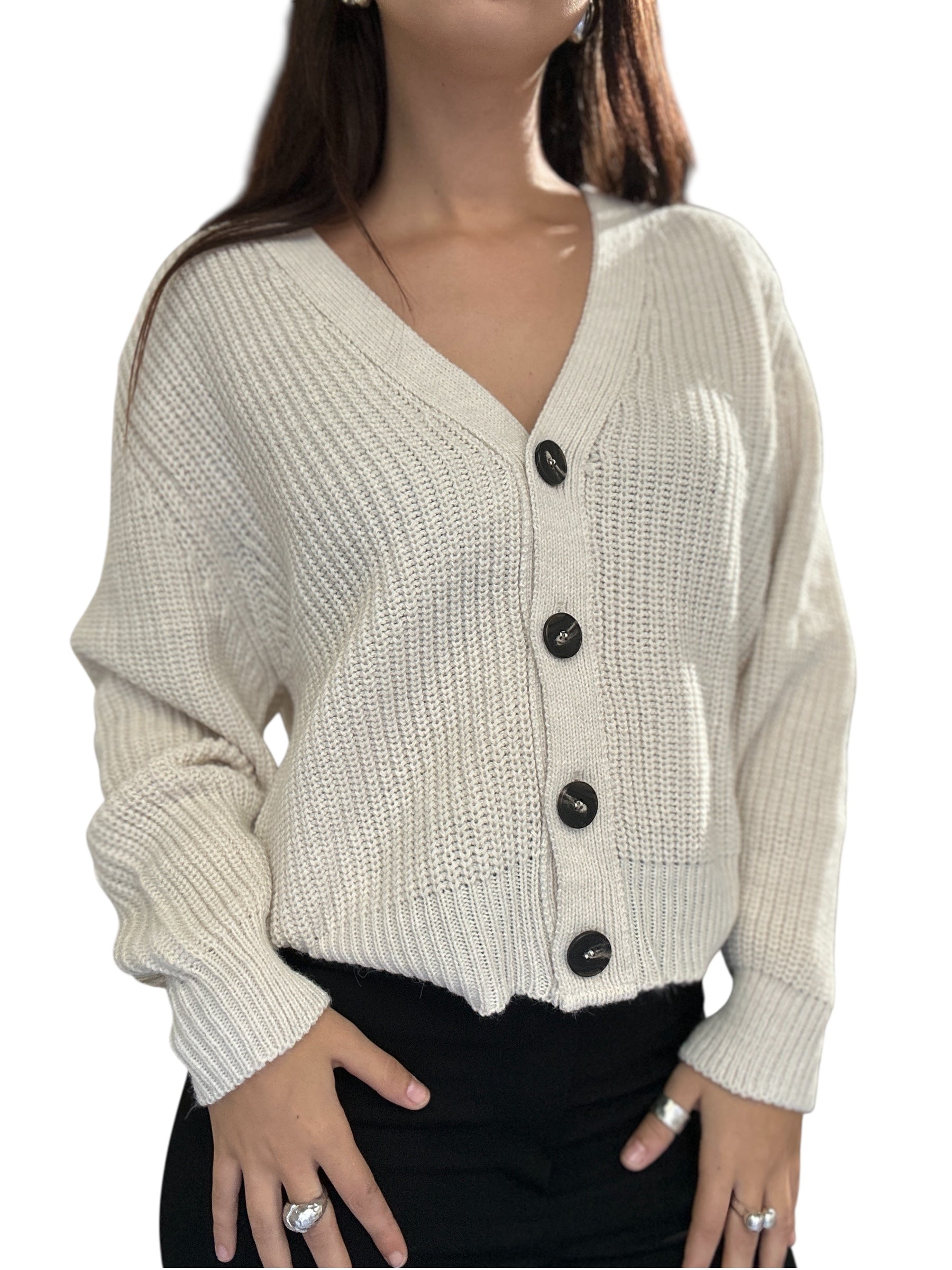 Cardigan TENSIONE IN in maglia burro