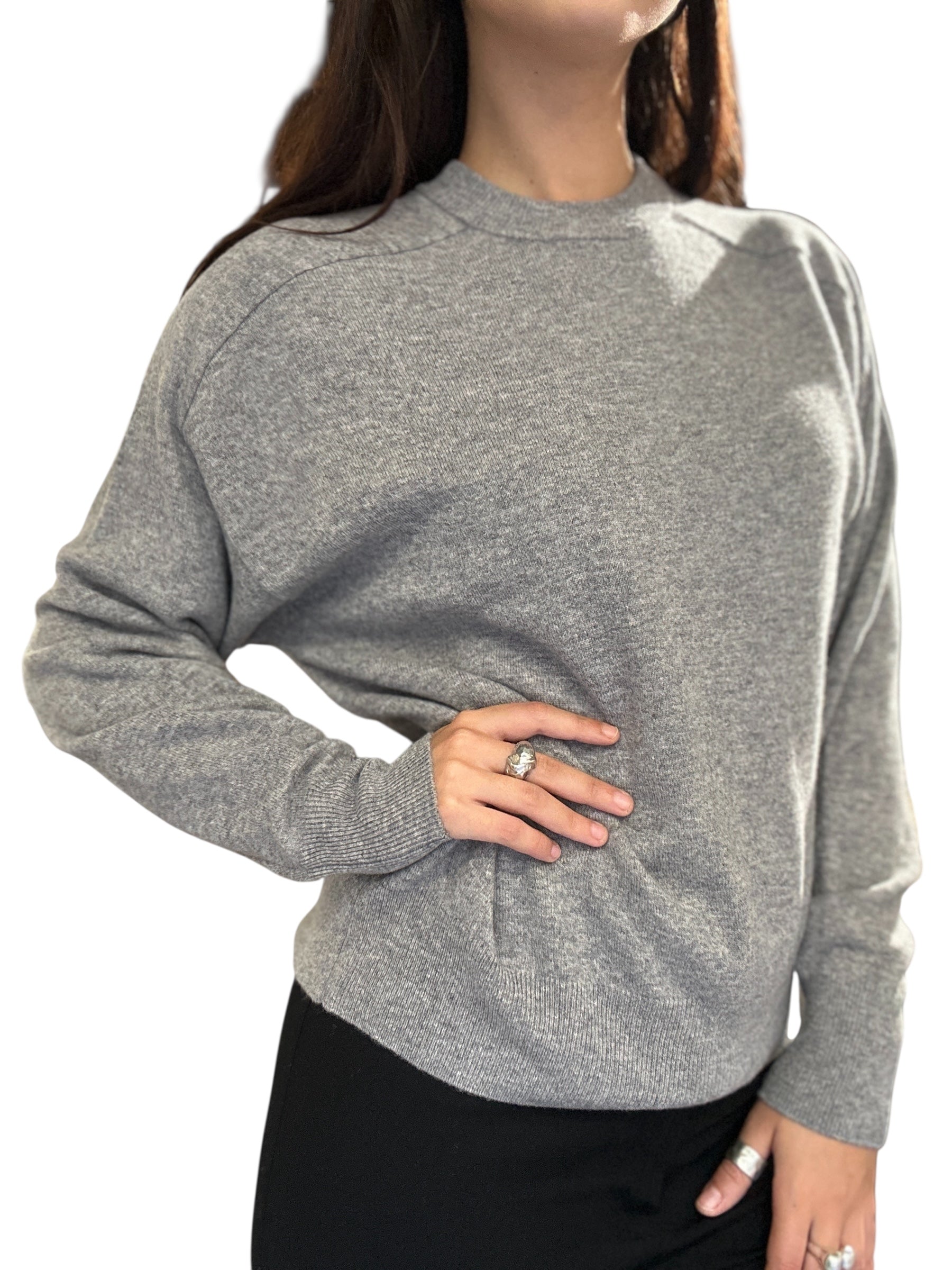 TENSIONE IN Maglia in lana girocollo grigia