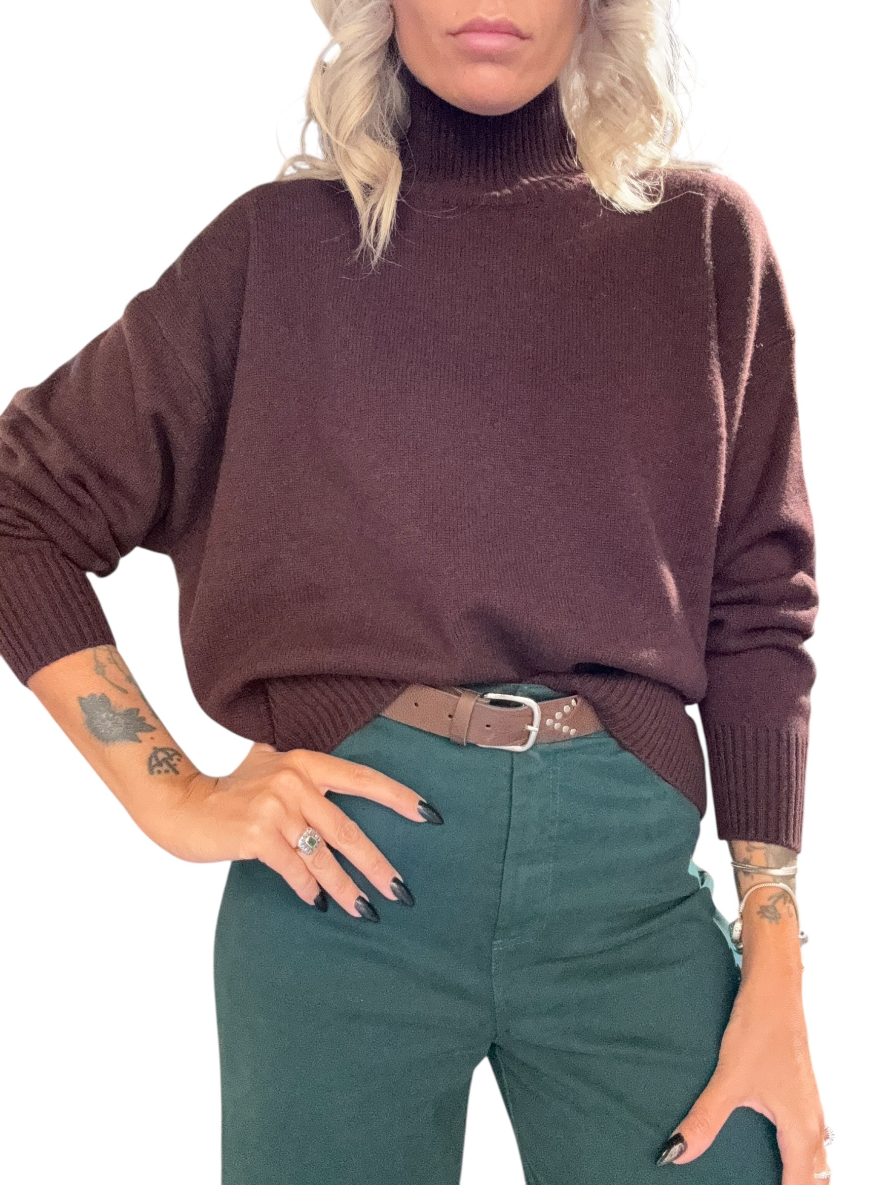 TENSIONE IN Maglia in lana moro