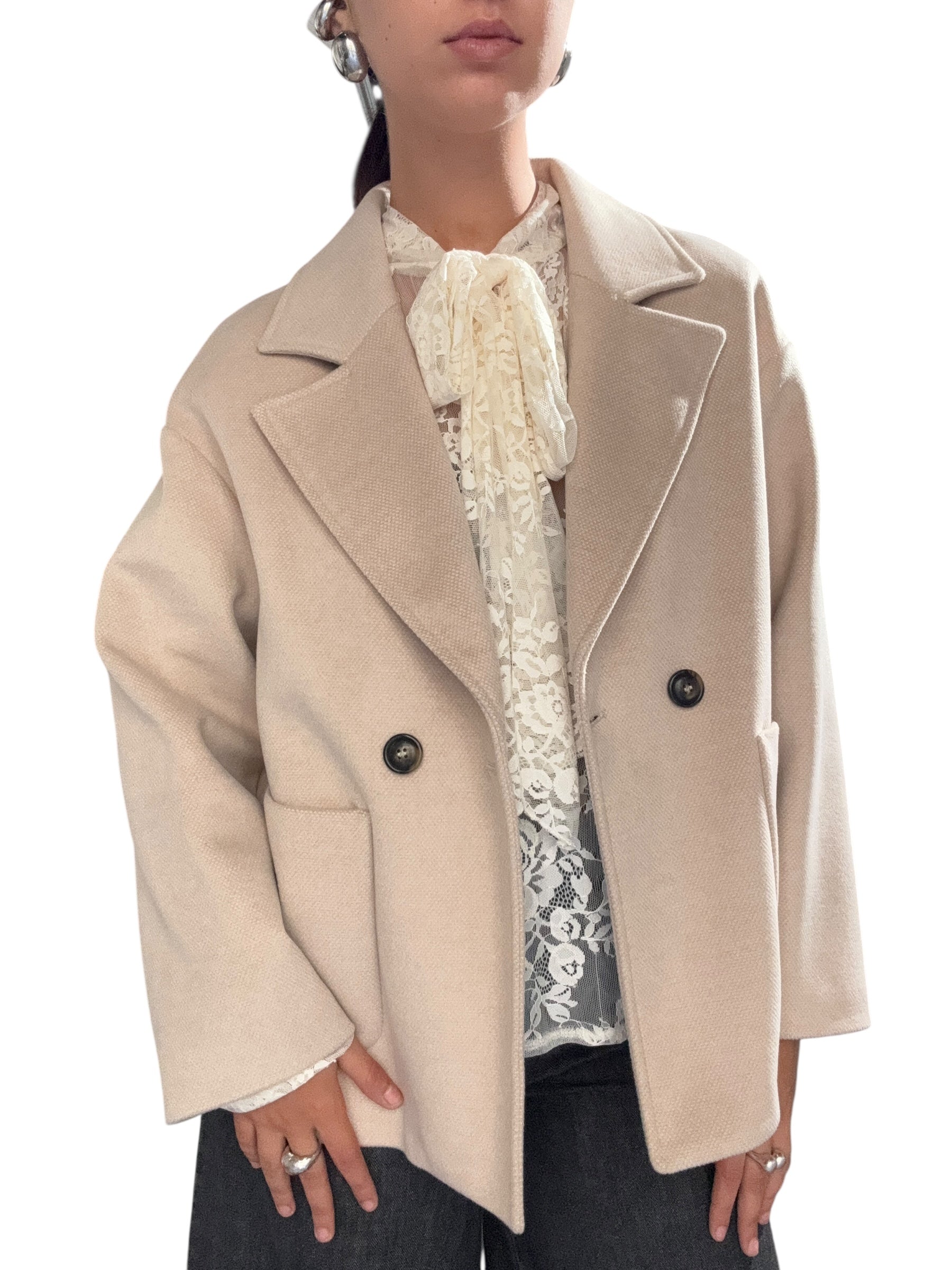 TENSIONE IN cappotto corto beige
