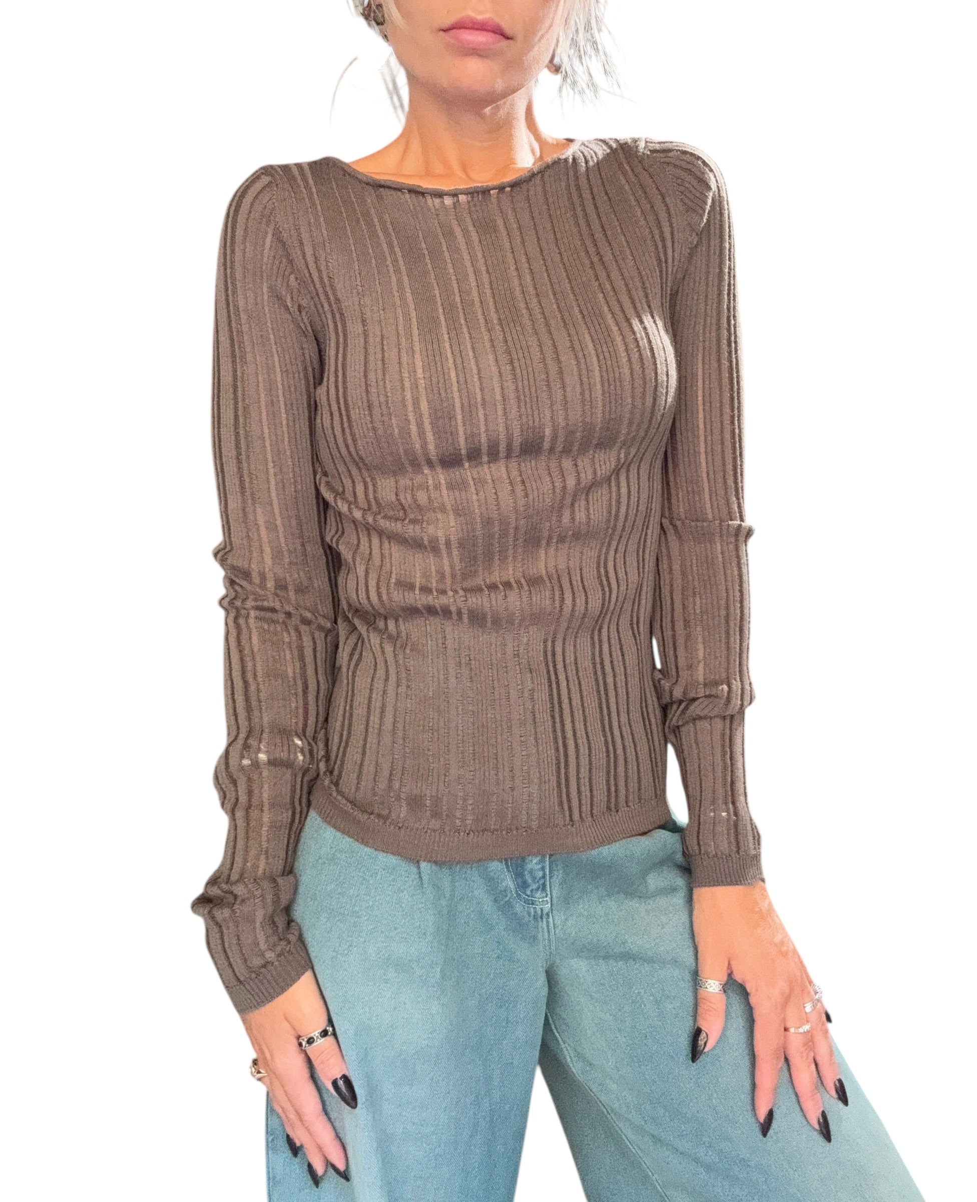 SO ALLURE Maglia Trasparenze Tortora