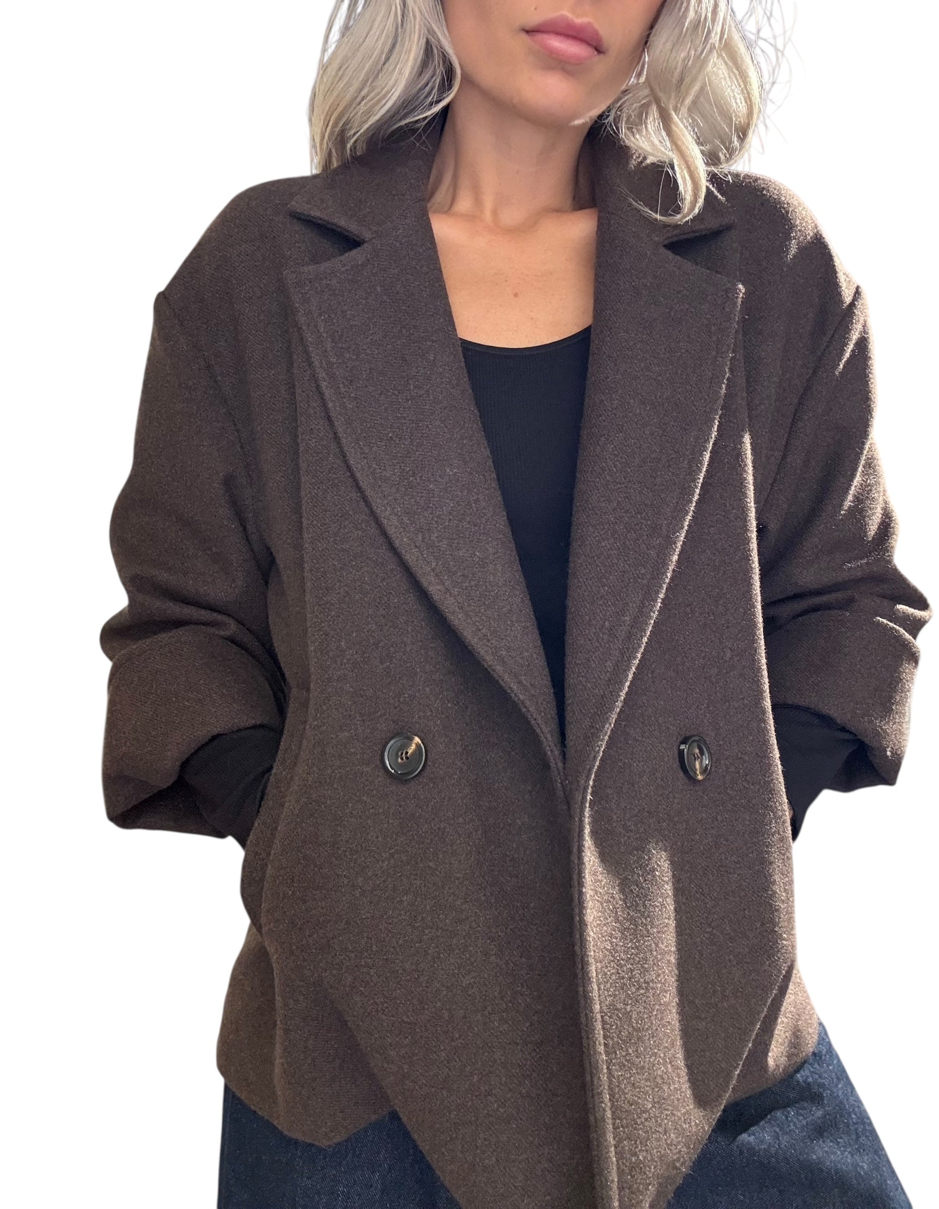 TENSIONE IN cappotto corto avvitato cioccolato