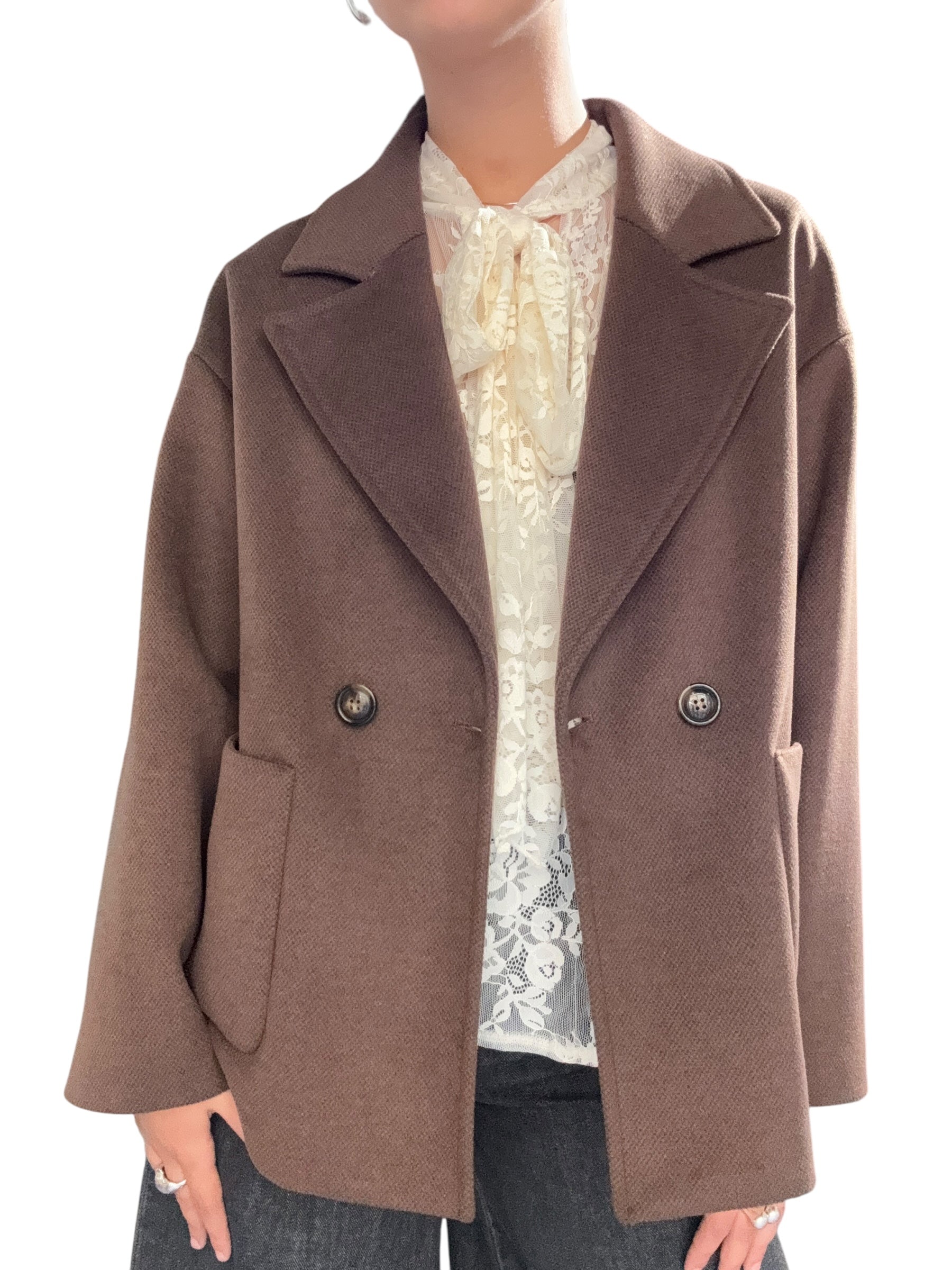 TENSIONE IN cappotto corto testa di moro