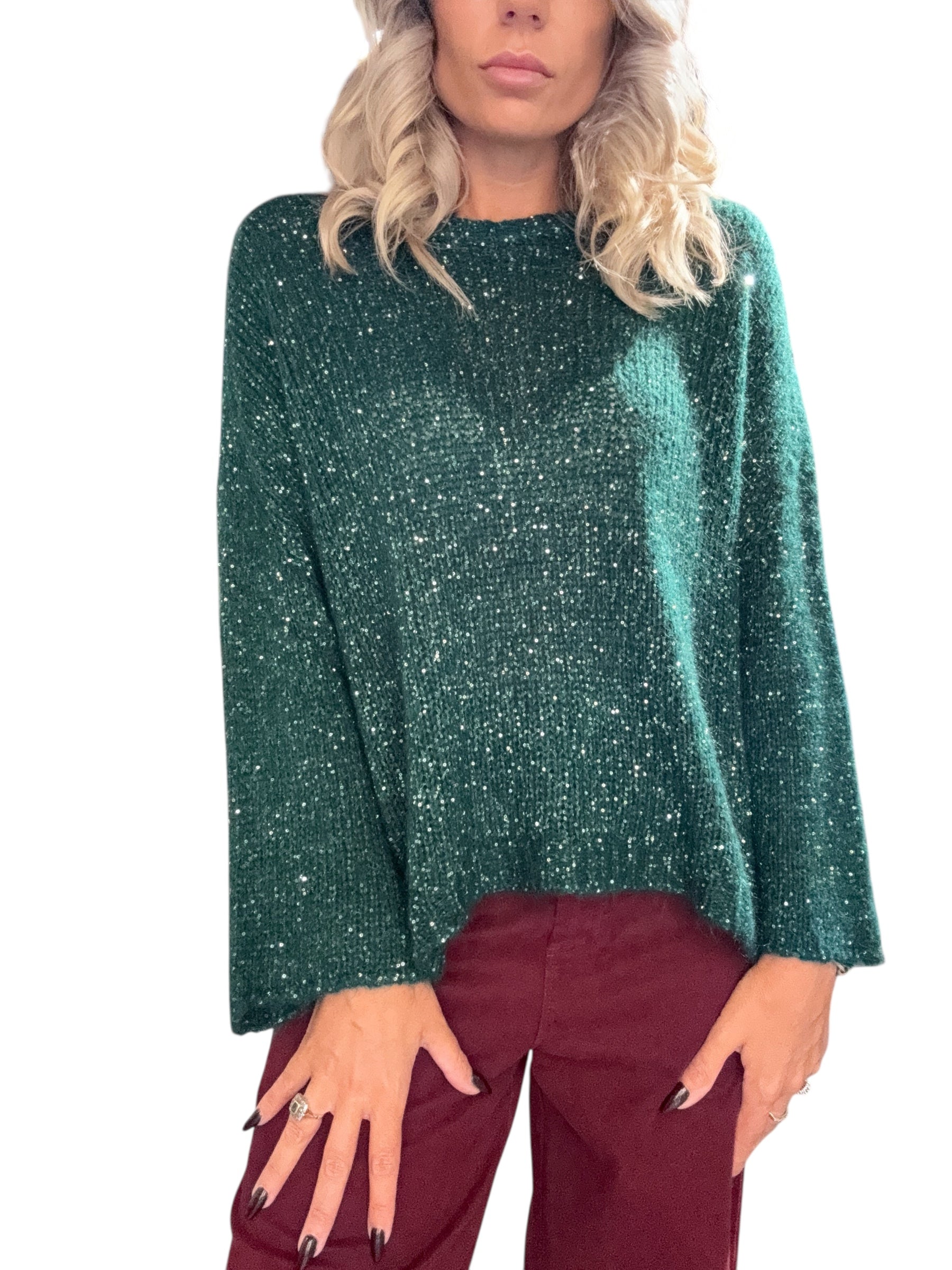 TENSIONE IN Maglia paillettes verde