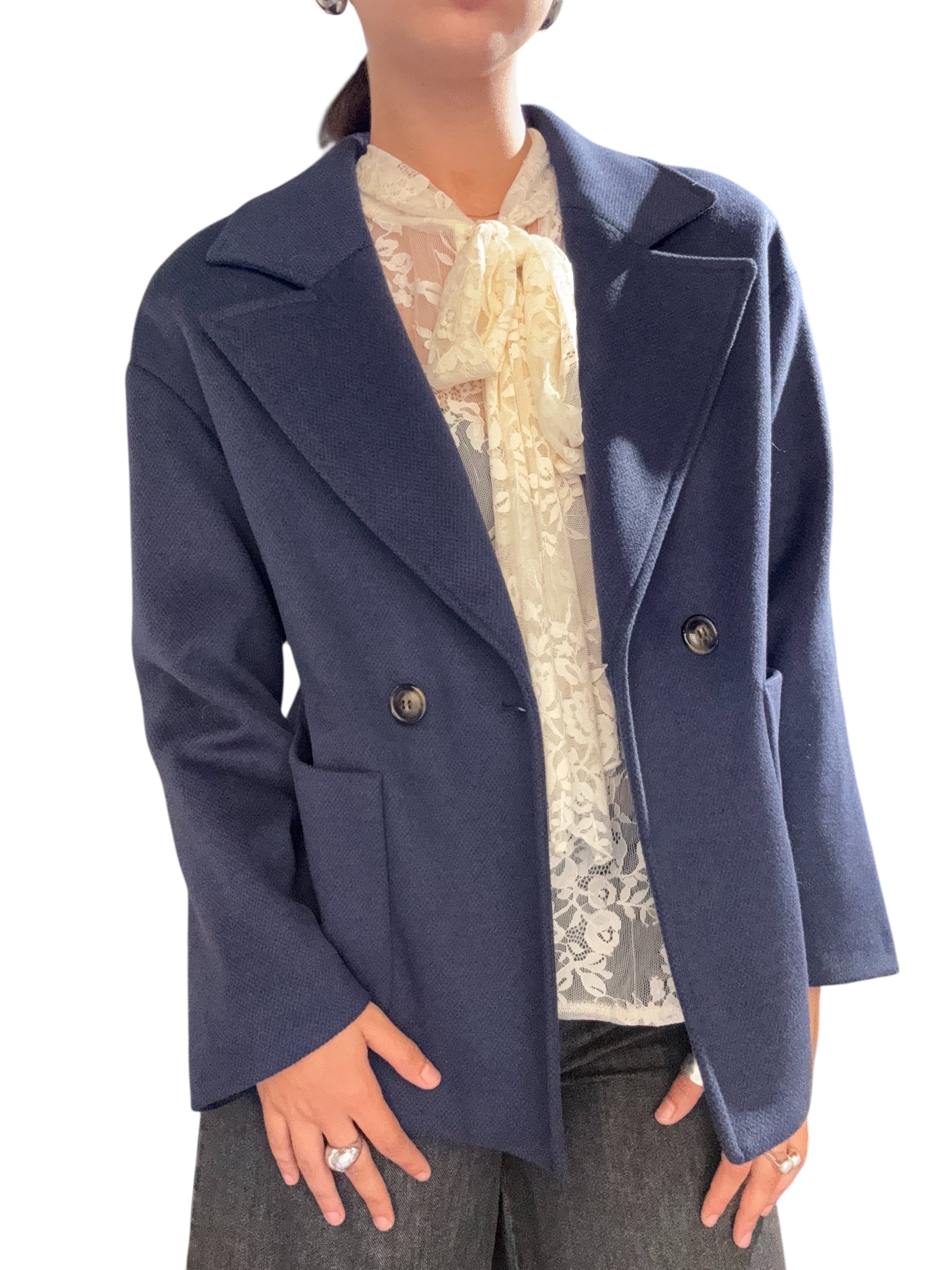 TENSIONE IN cappotto corto blu navy