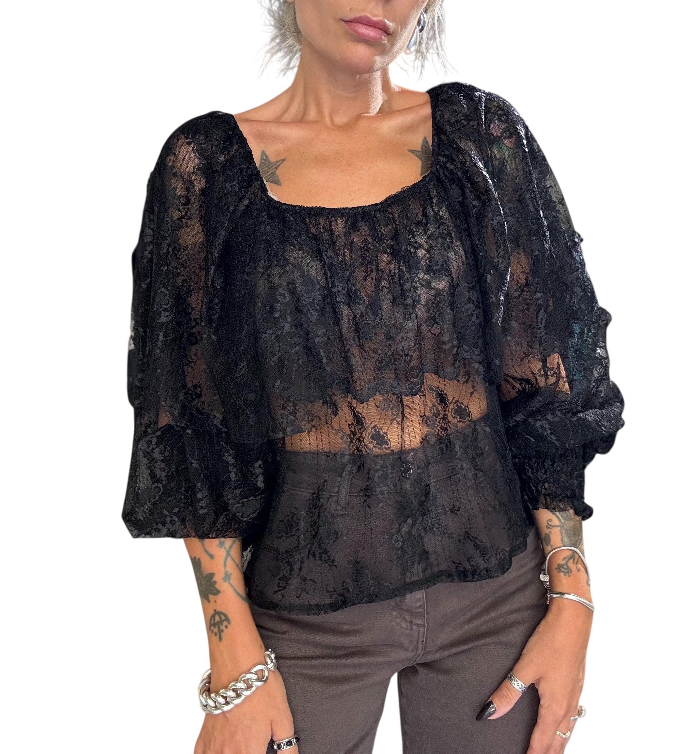 SO ALLURE Blusa Pizzo Nera