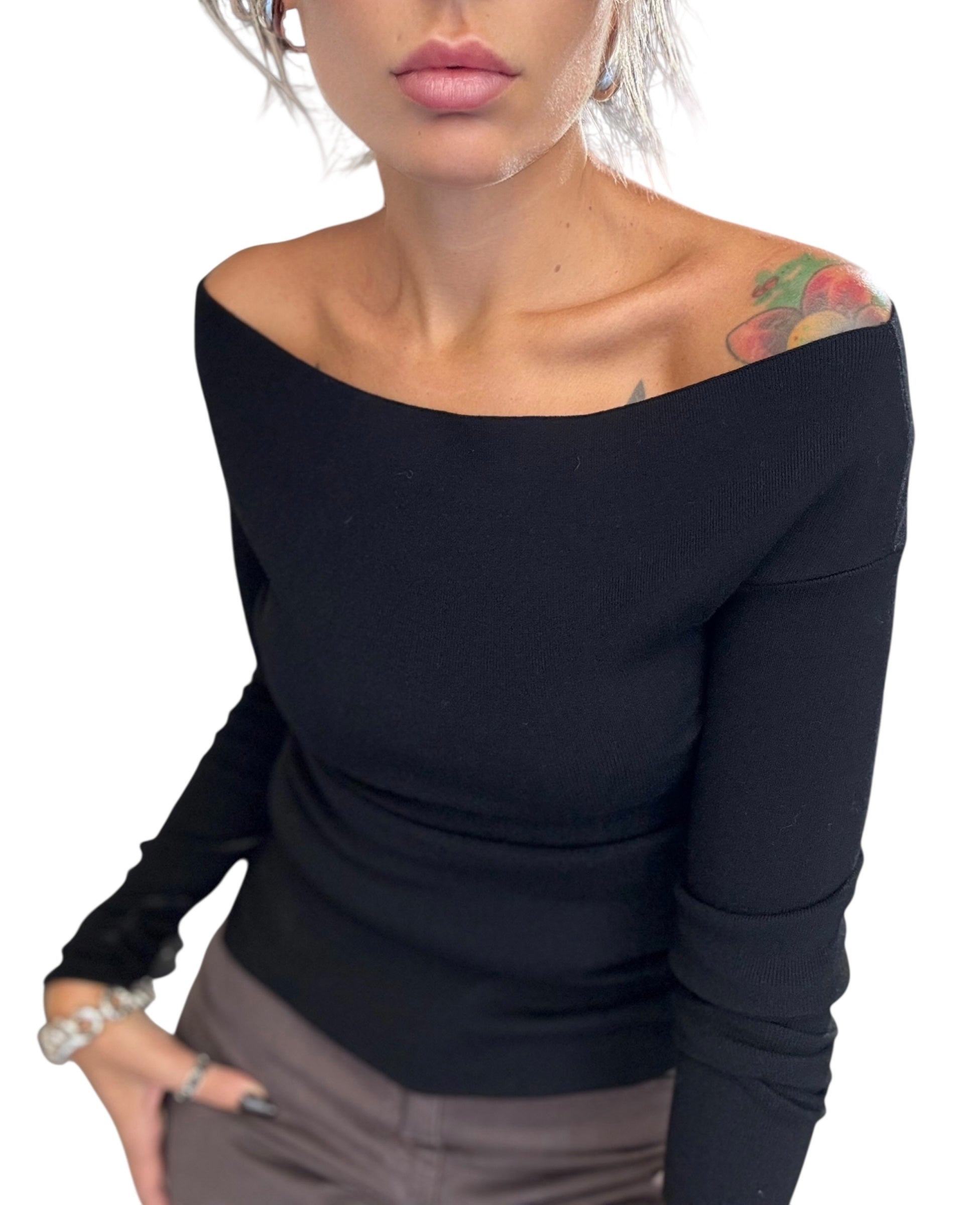 COSÌ ALLURE Maglia Scollo Barca Nera