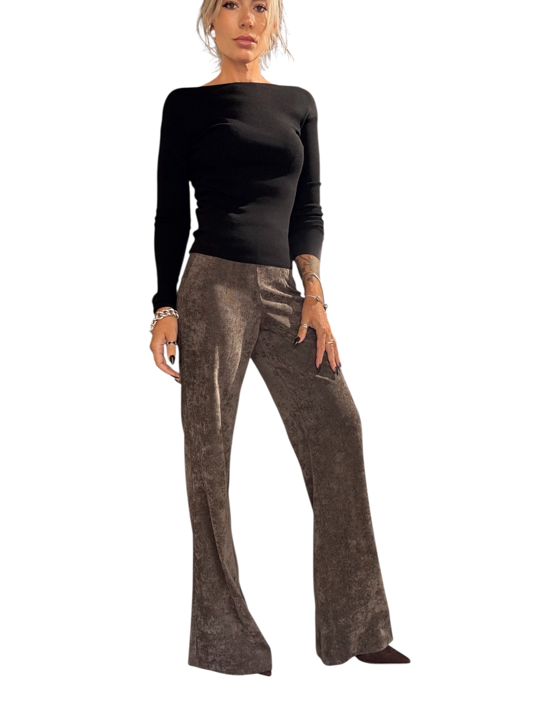 COSÌ ALLURE Pantalone Flare Millerighe Fondente