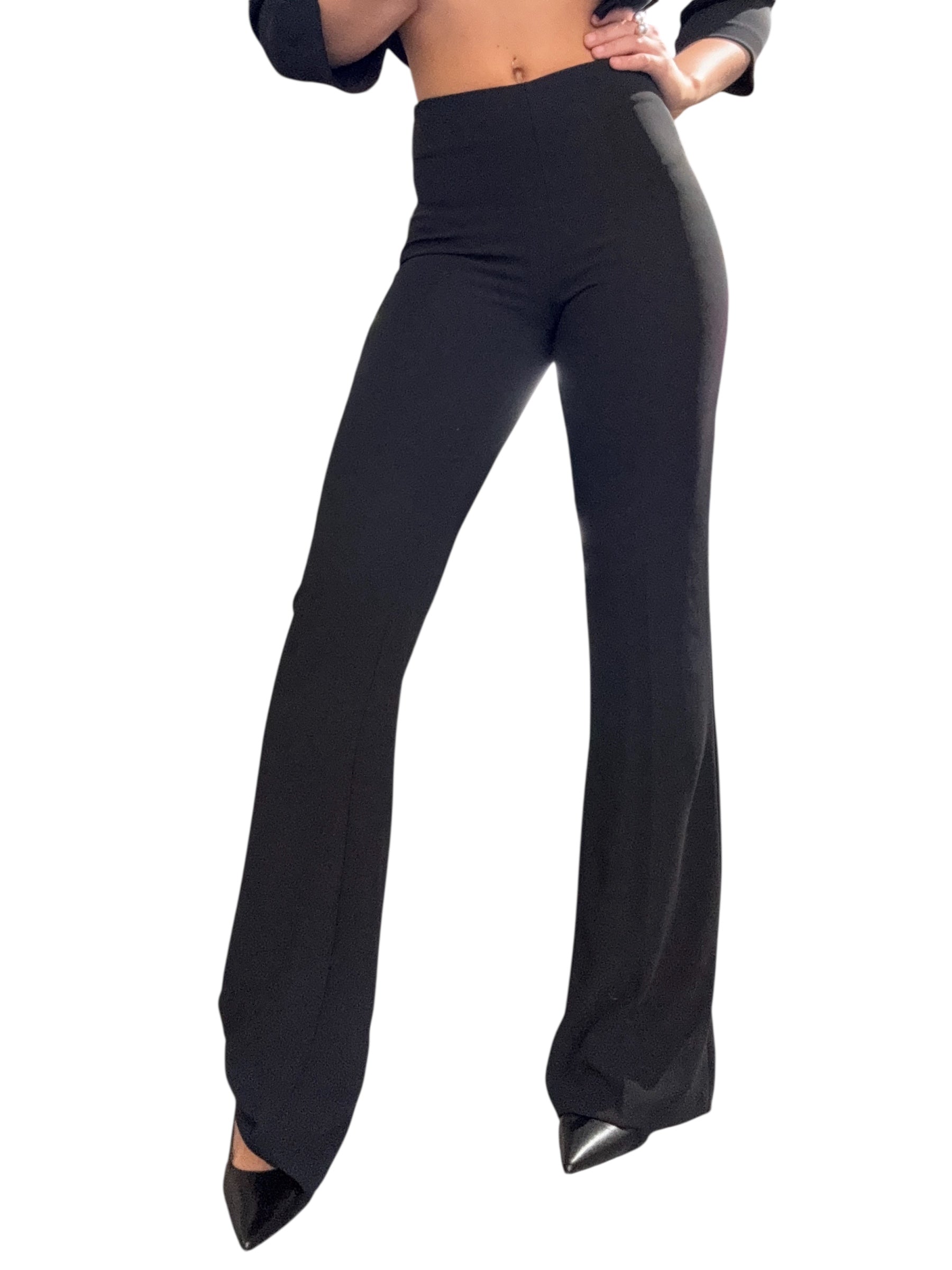 TENSIONE IN Pantalone zampa fluido nero