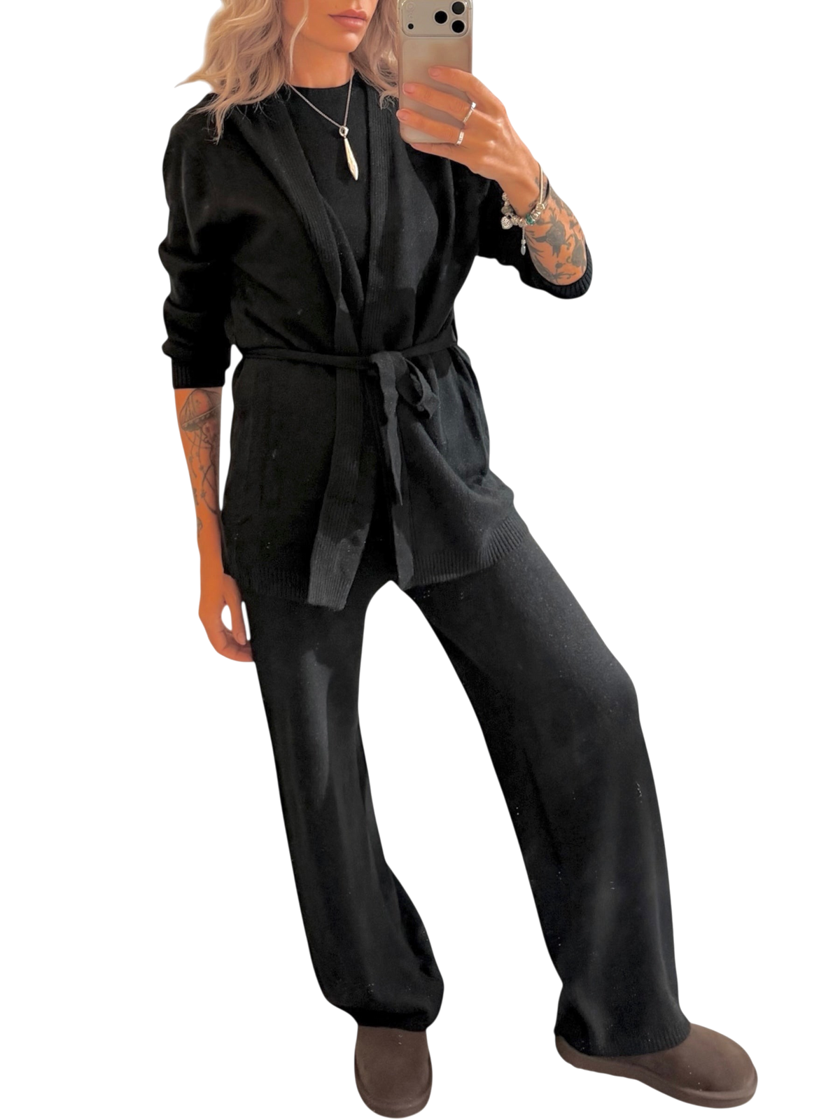 SANDRO FERRONE Completo in maglia NERO
