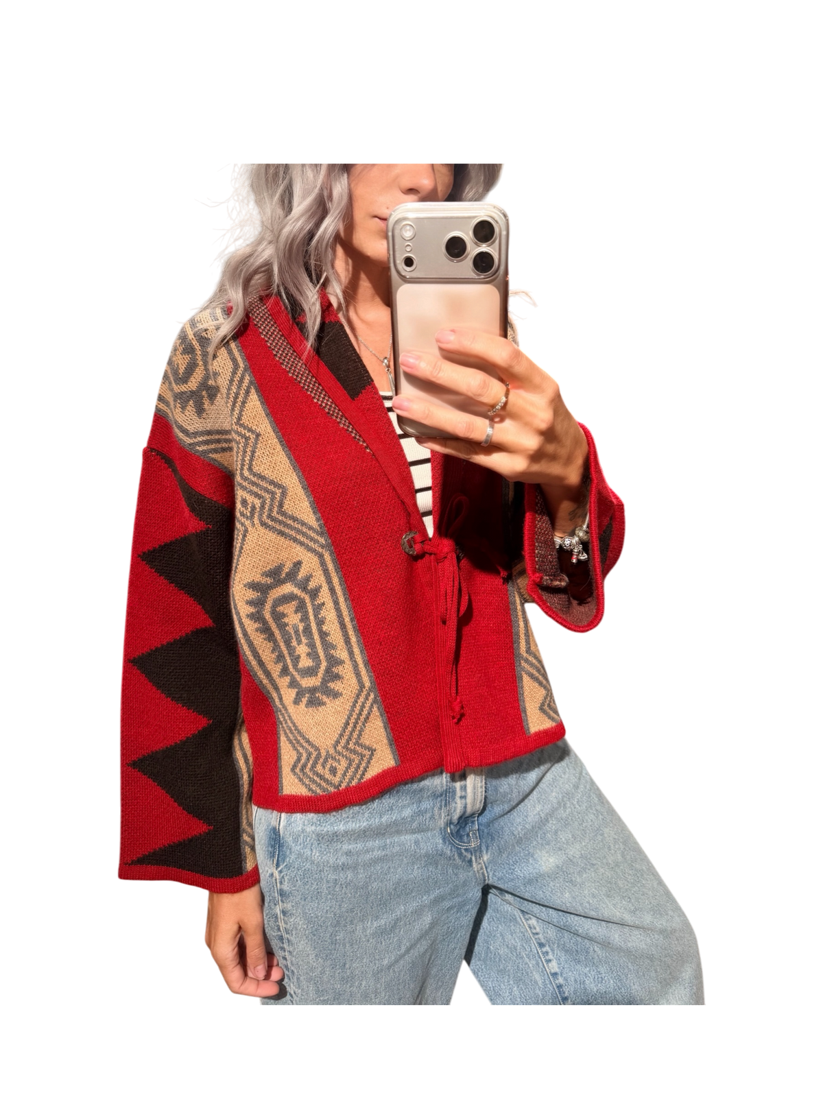 TENSIONE IN Cardigan Jacquard Rosso