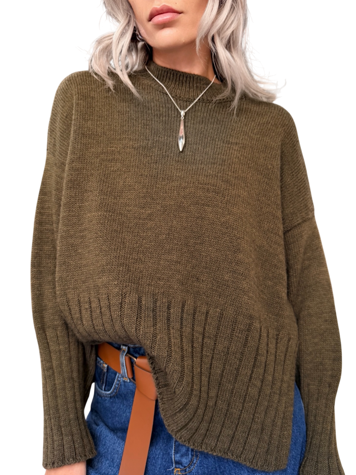 HAVE ONE Maglia over girocollo militare