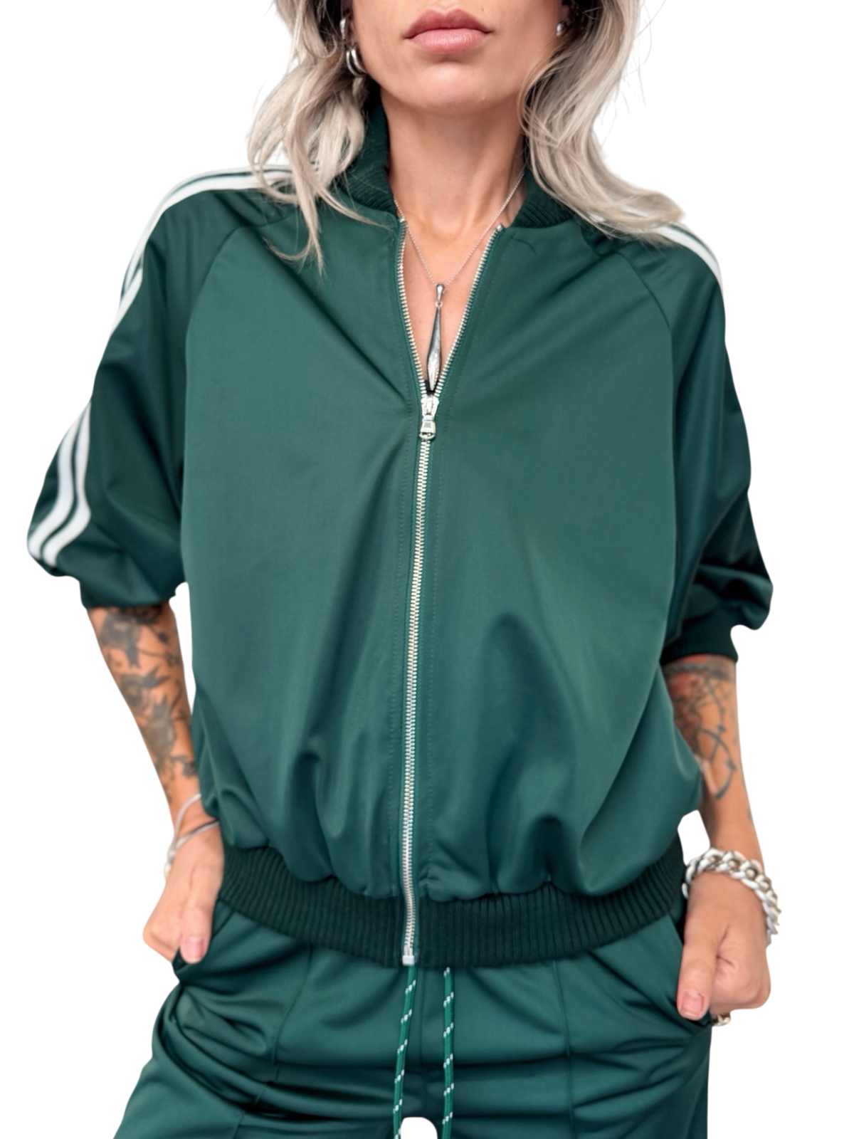 HAVE ONE Felpa zip acetato verde