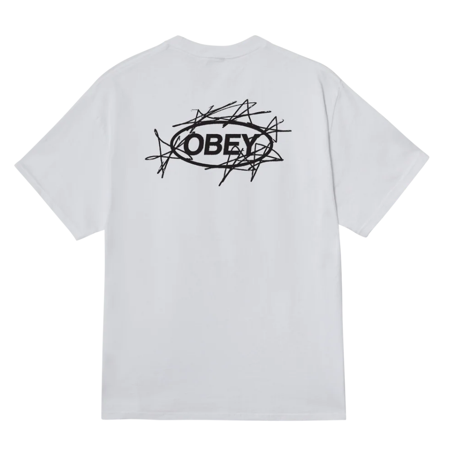 OBEY T-SHIRT SCRIBBLE STARS WHITE